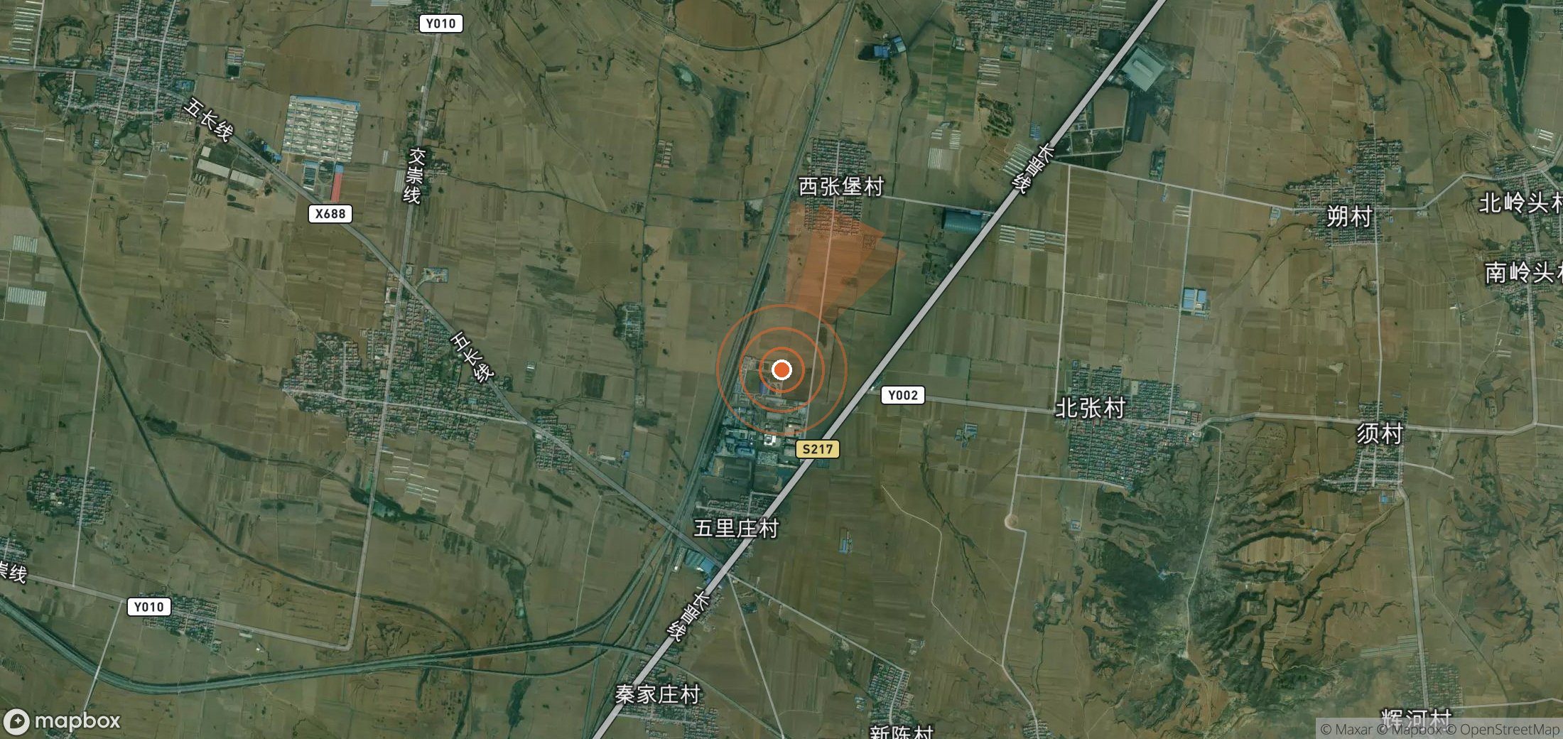 Satellite map of methane plume locations in China