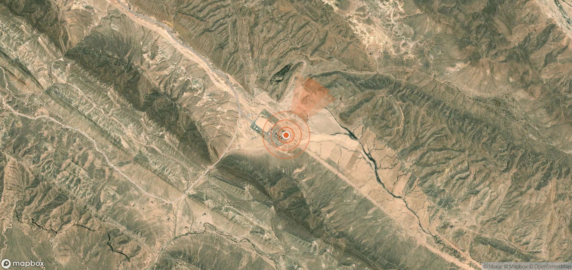 Satellite map of methane plume locations in Iran