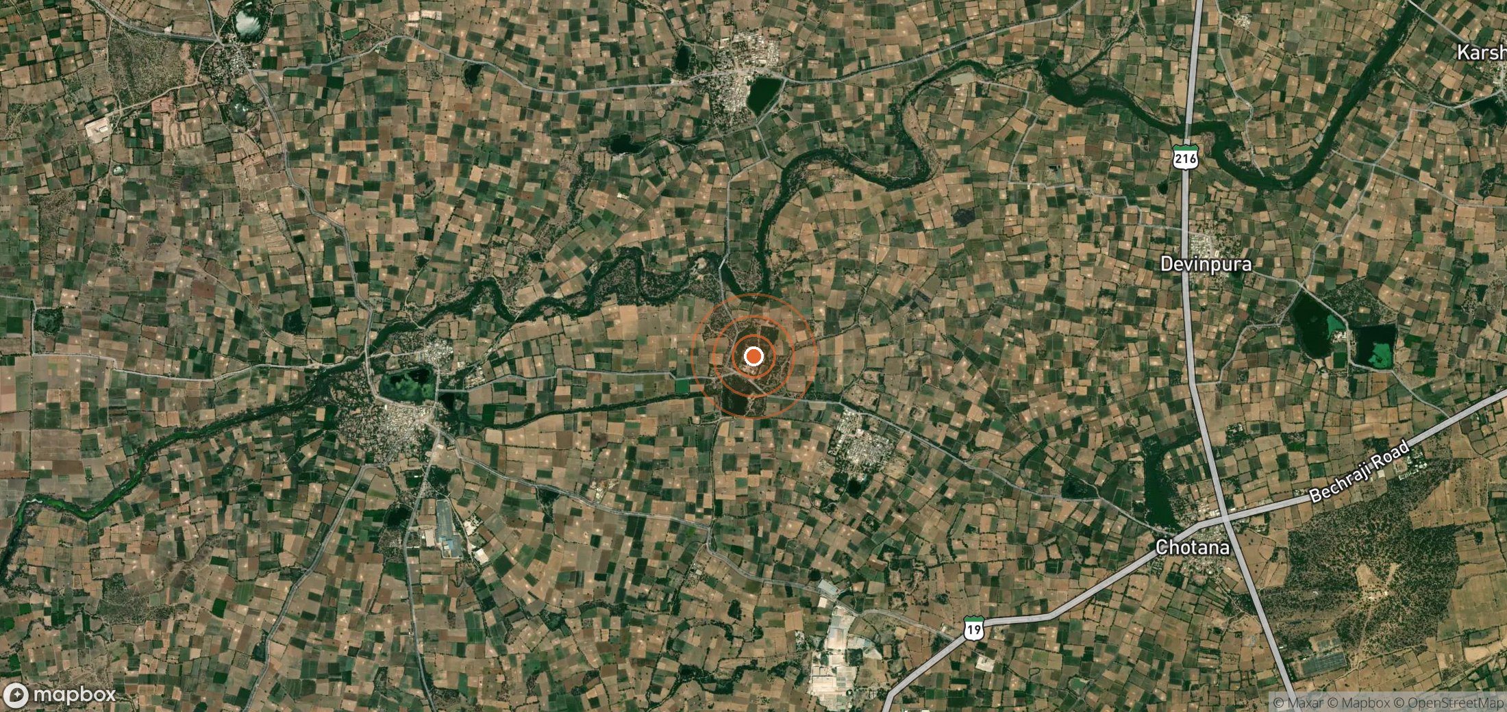Satellite map of methane plume locations in India