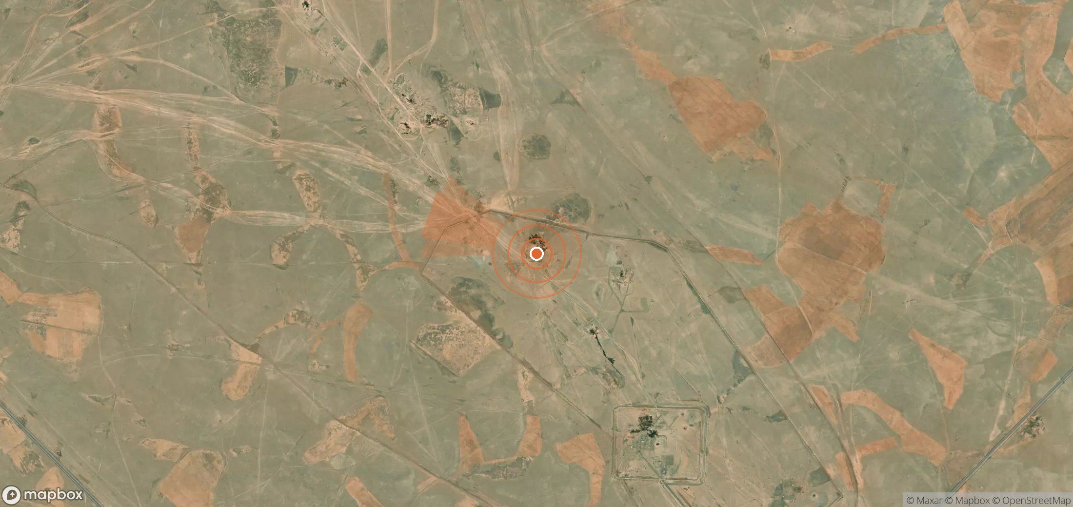 Mapa satelital de plumas de metano en Siria
