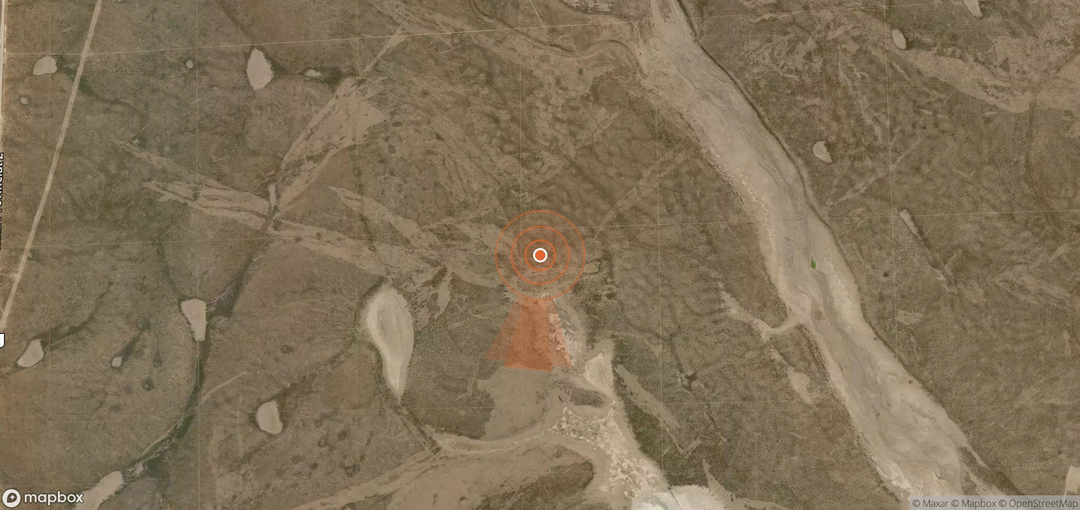 Satellite map of methane plume locations in Argentina
