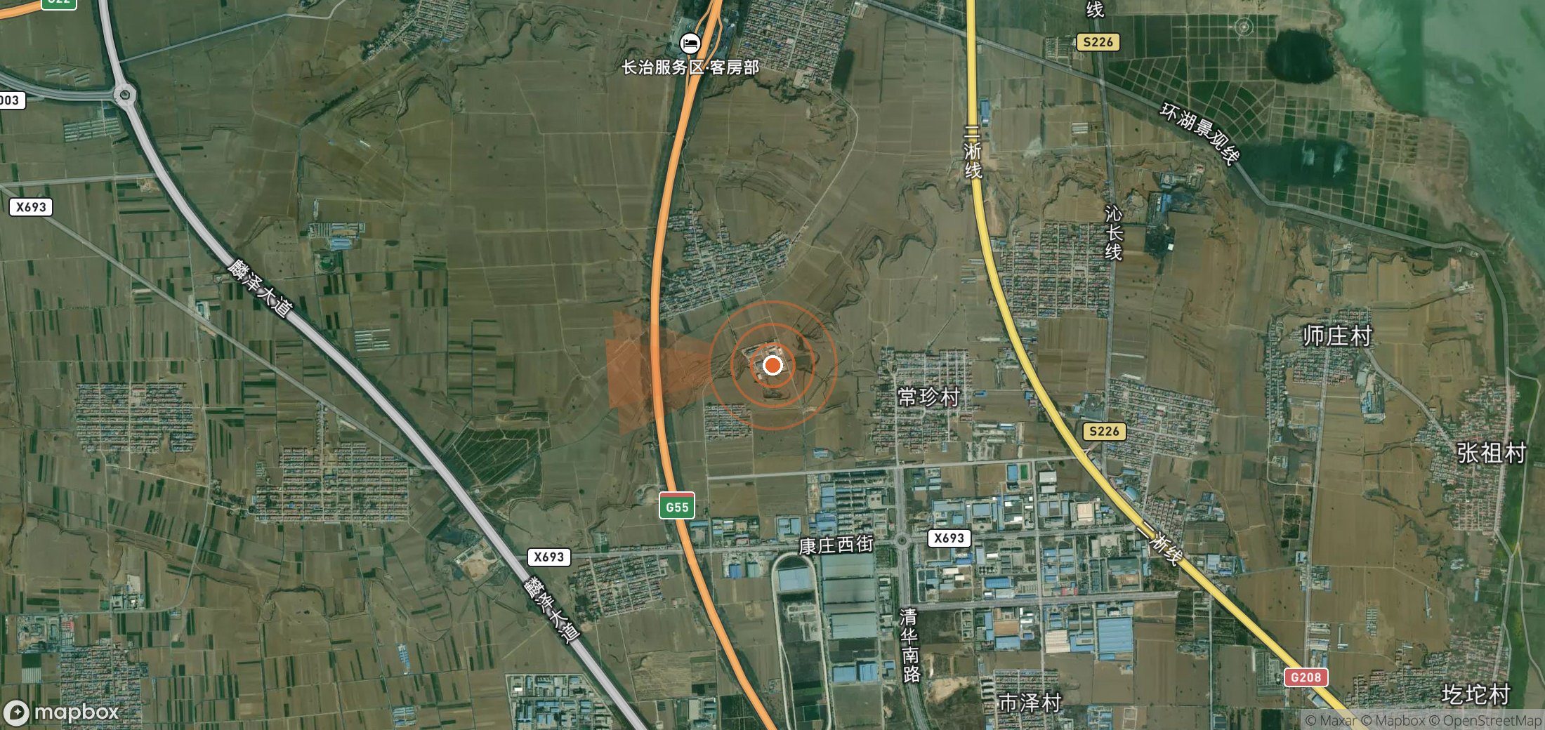 Satellite map of methane plume locations in China