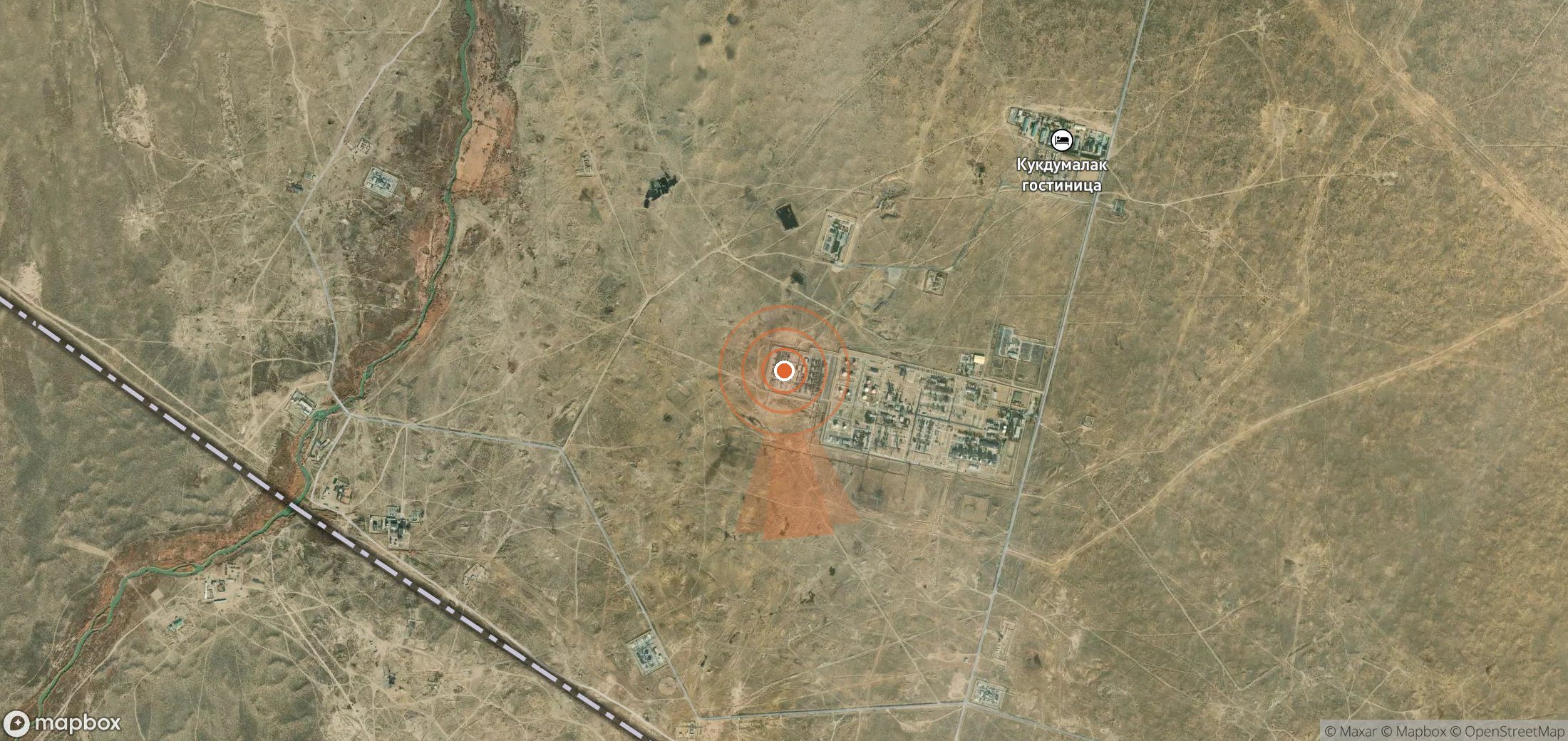 Satellite map of methane plume locations in Uzbekistan