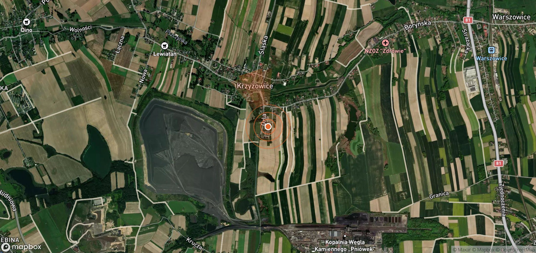 Mapa satelital de plumas de metano en Polonia