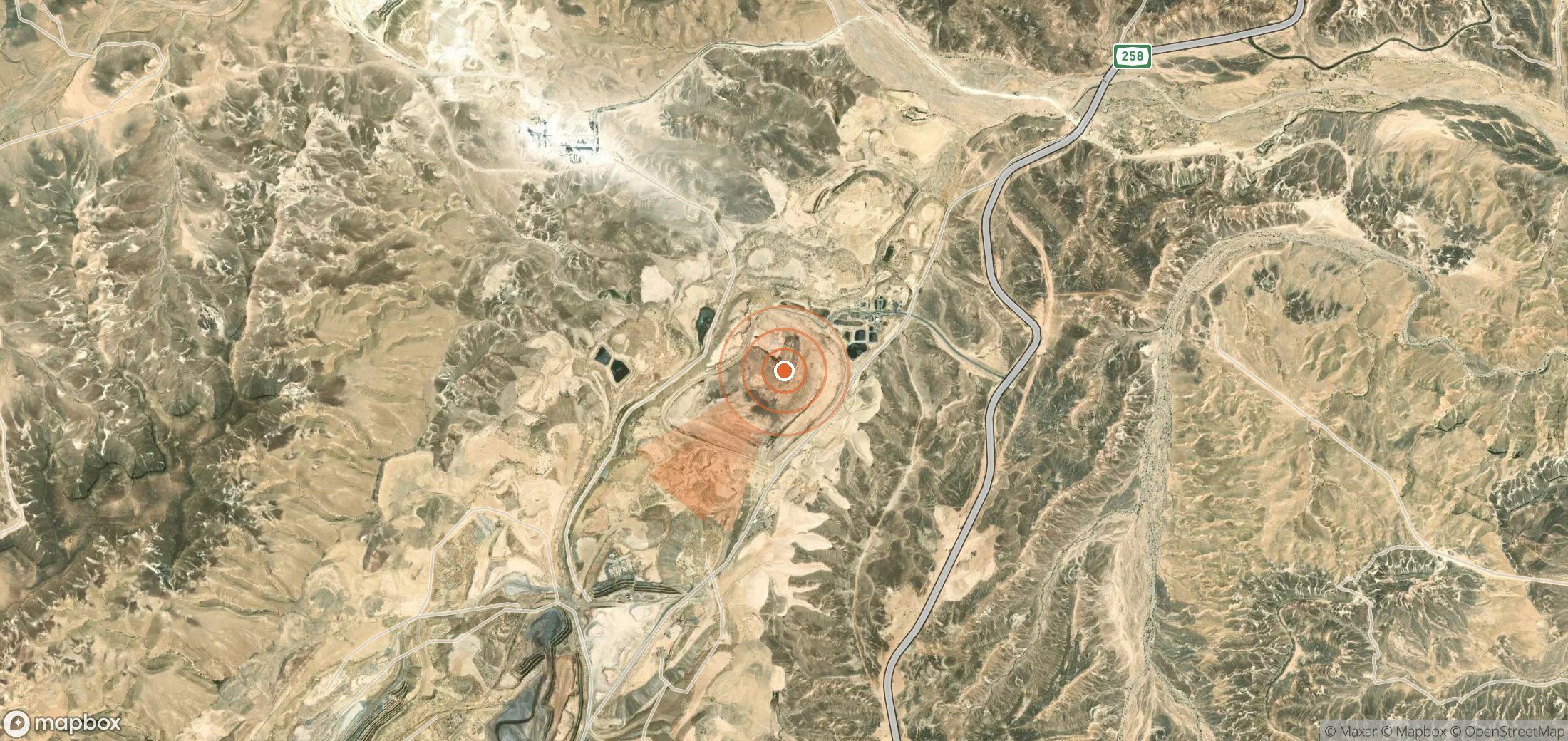 Satellite map of methane plume locations in Israel