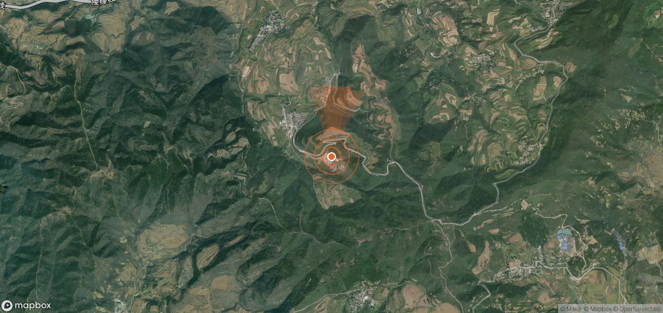 Satellite map of methane plume locations in China