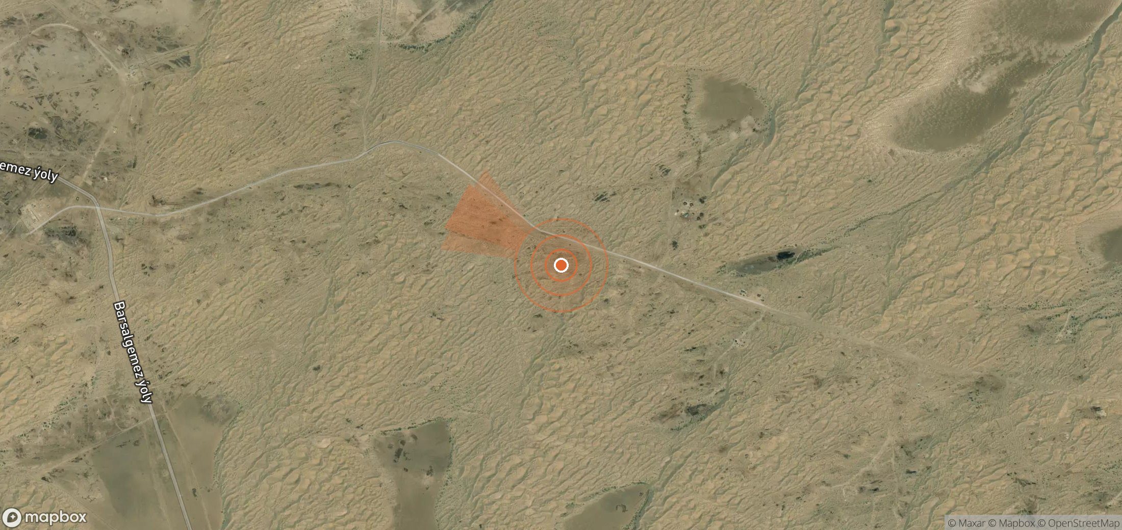 Mapa satelital de plumas de metano en Turkmenistán