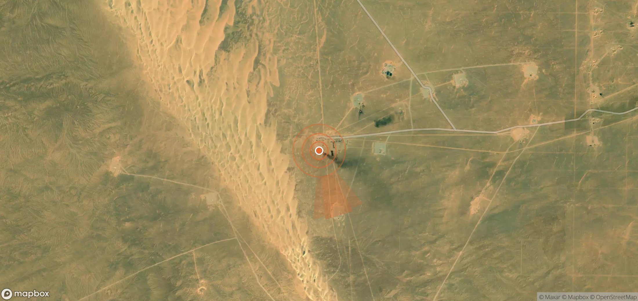Mapa satelital de plumas de metano en Egipto