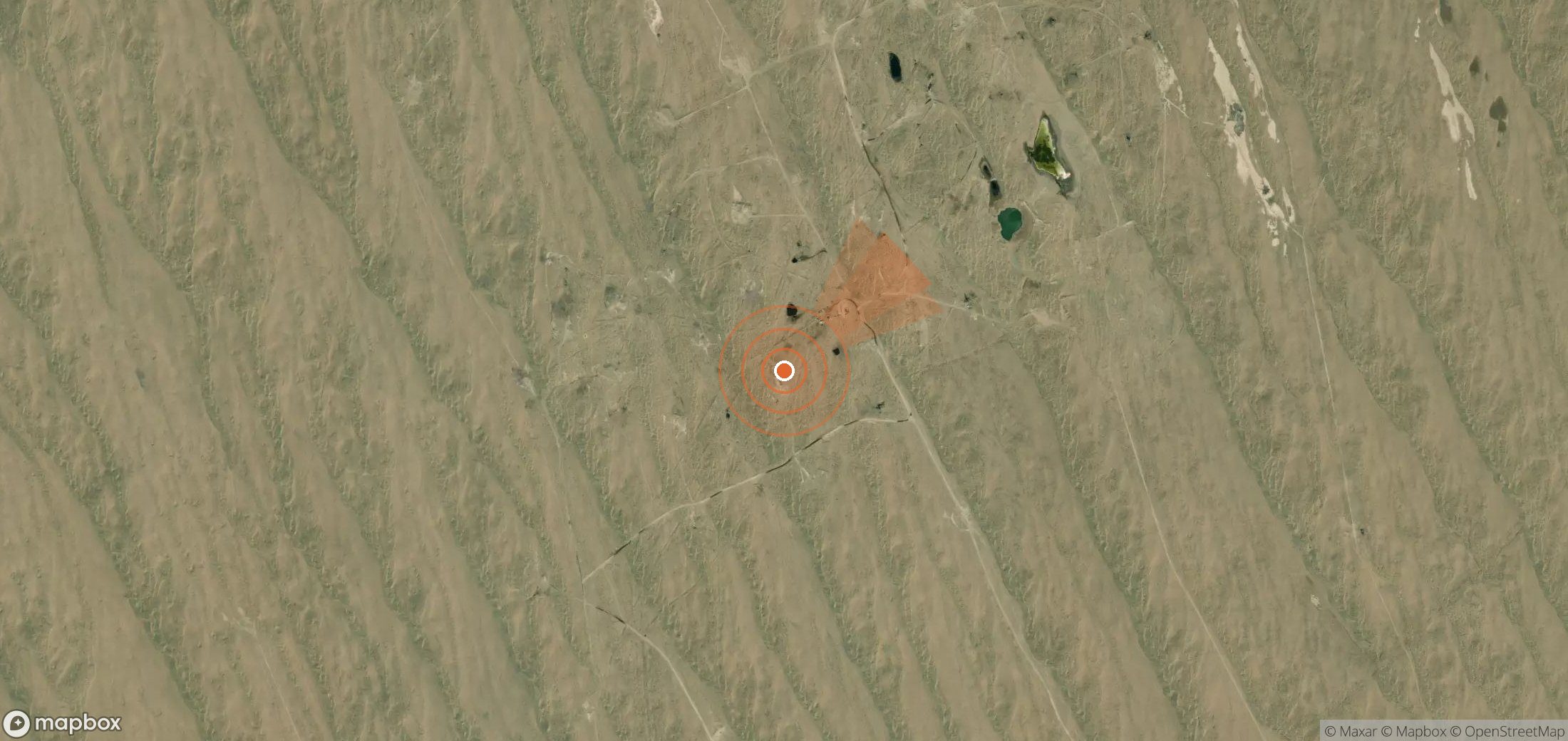 Satellite map of methane plume locations in Turkmenistan