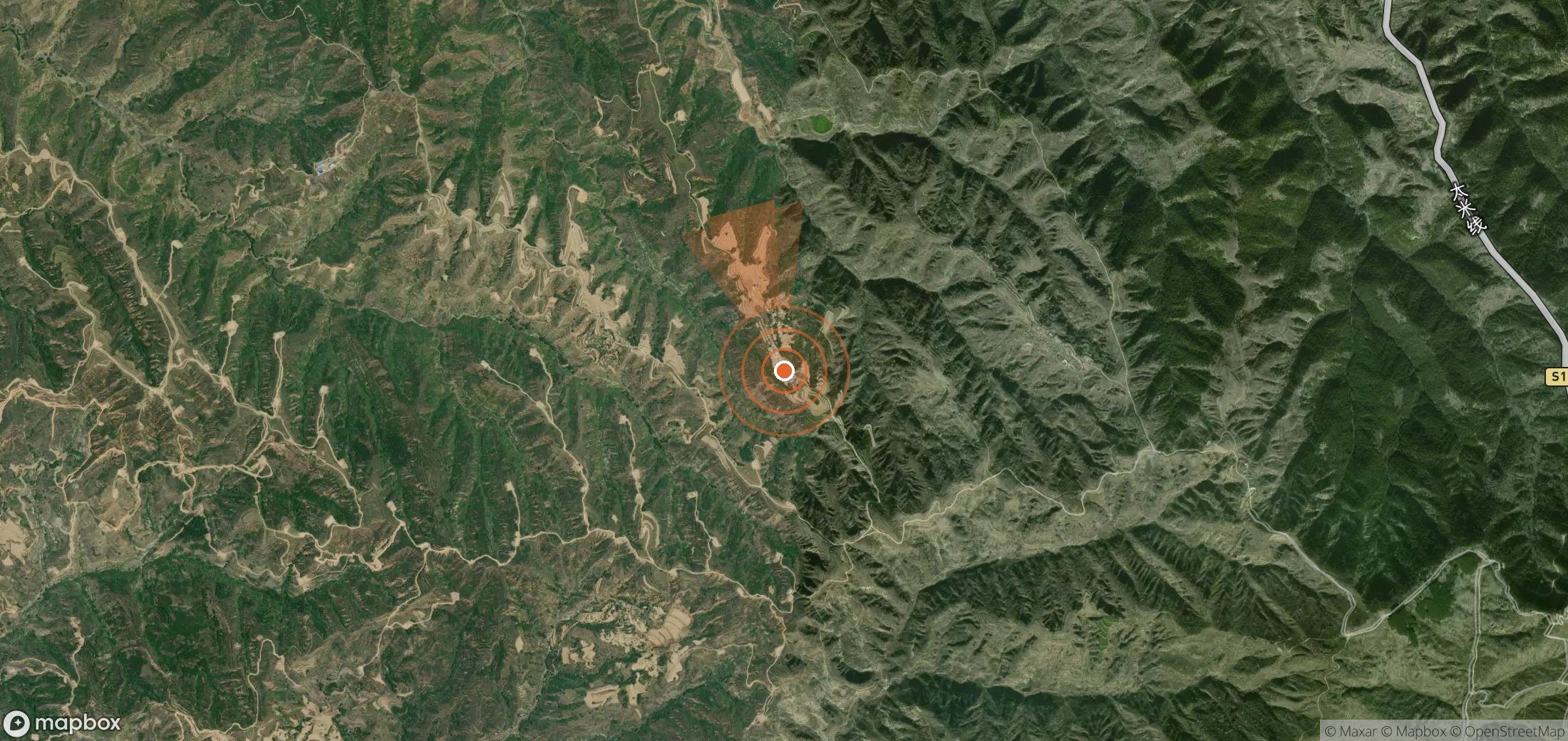 Satellite map of methane plume locations in China