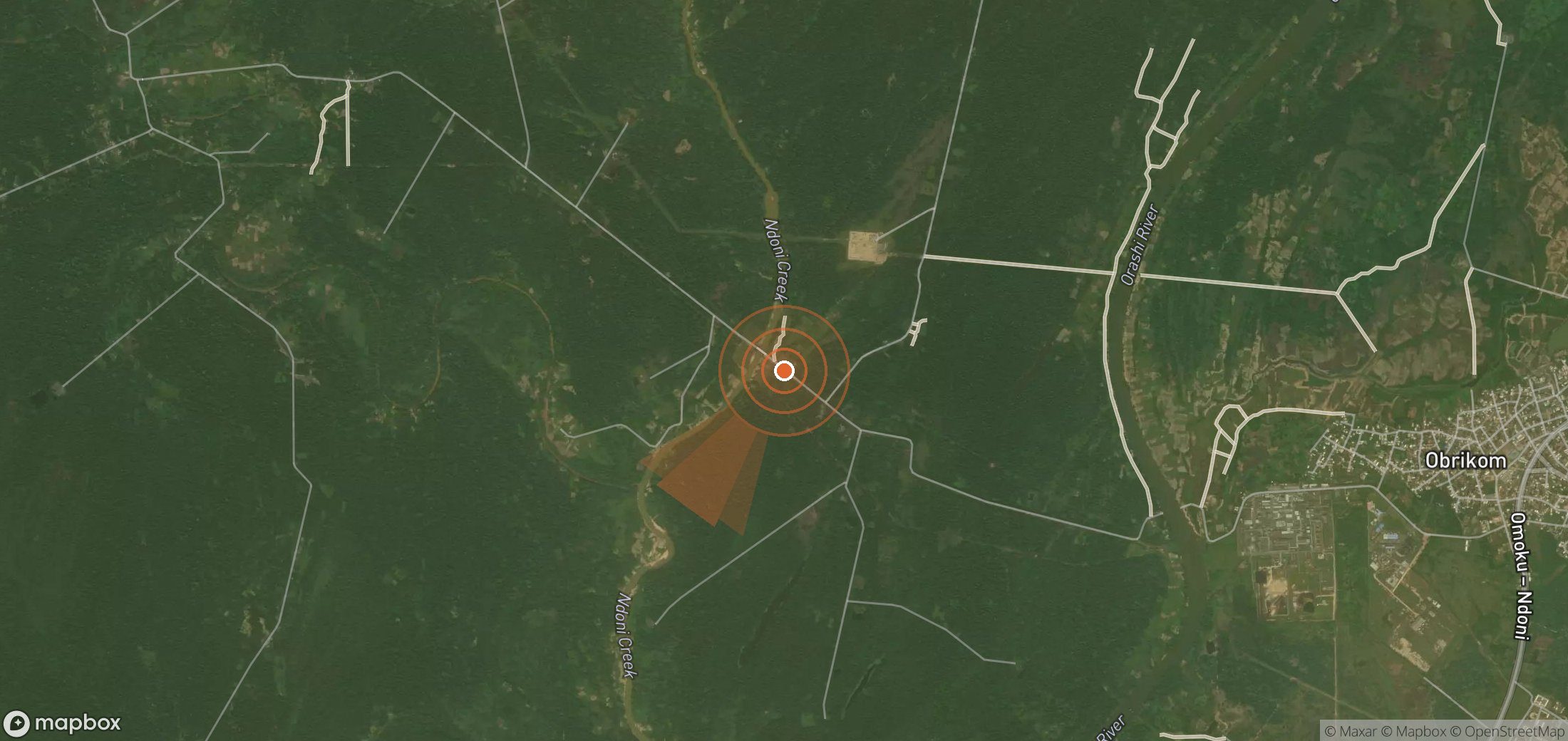Satellite map of methane plume locations in Nigeria