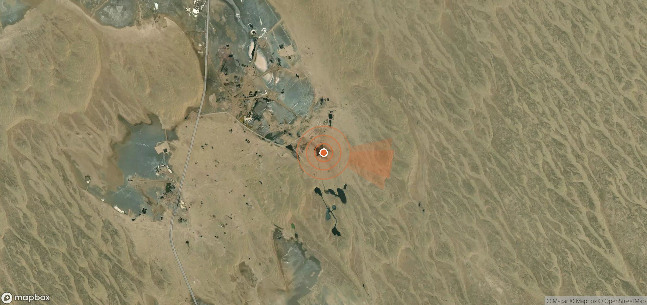 Satellite map of methane plume locations in Turkmenistan