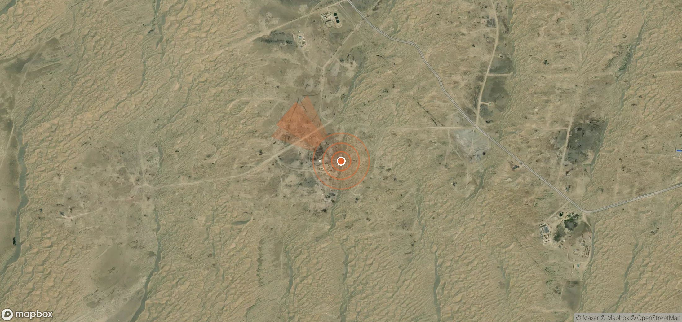 Satellite map of methane plume locations in Turkmenistan