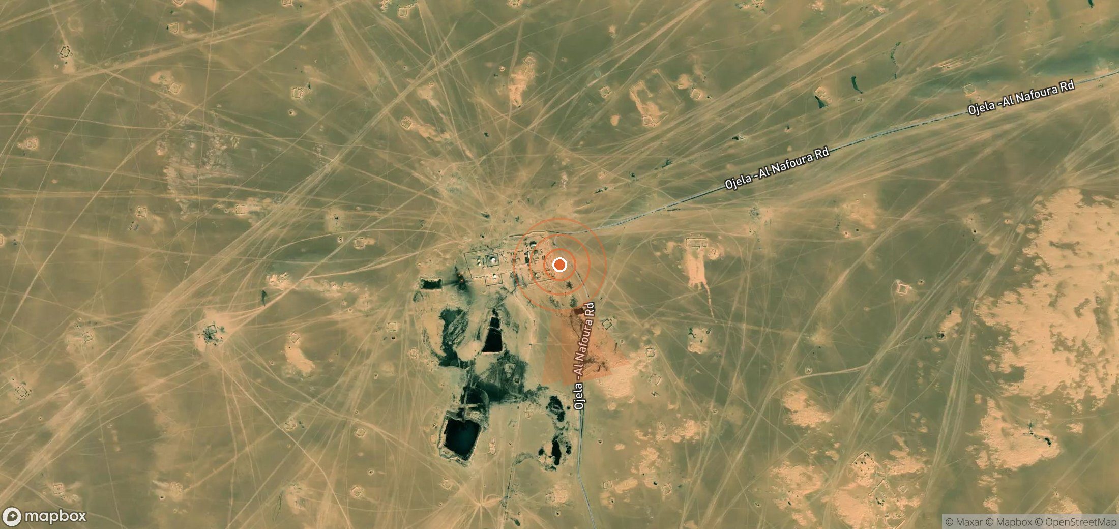 Satellite map of methane plume locations in Libya