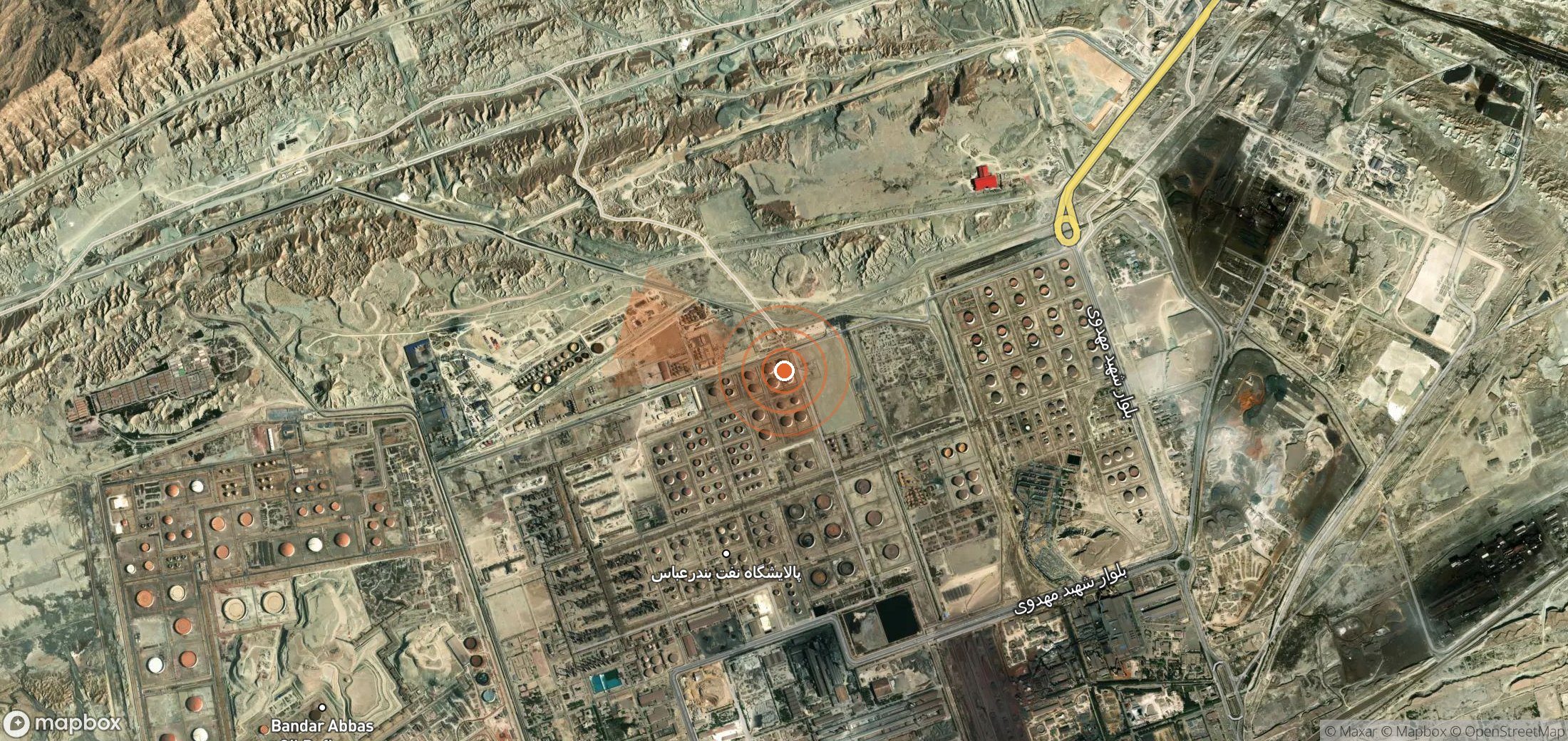 Satellite map of methane plume locations in Iran