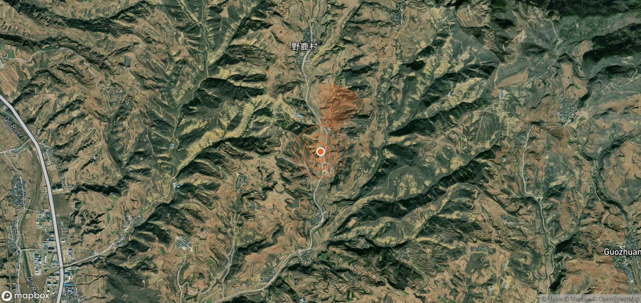 Satellite map of methane plume locations in China