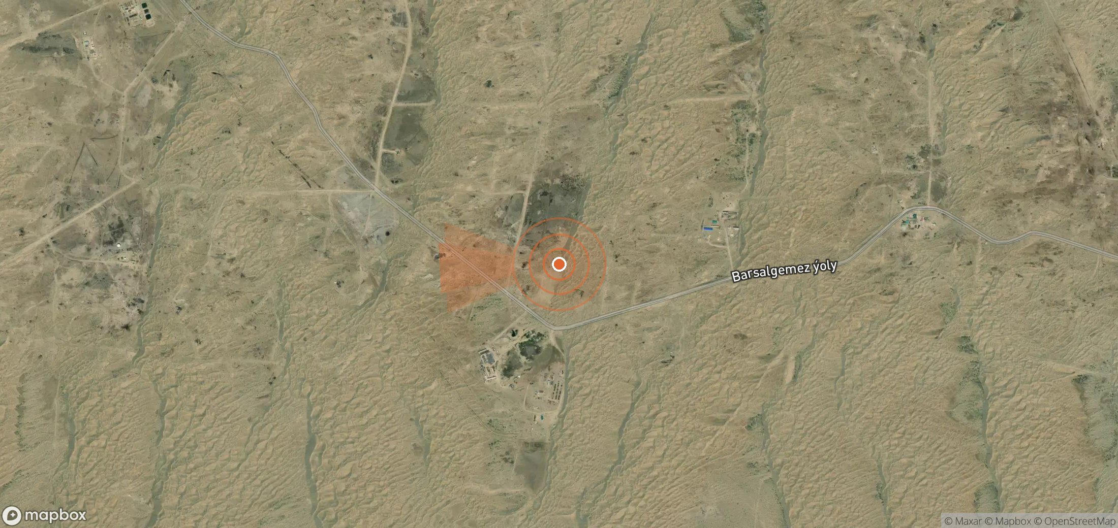 Mapa satelital de plumas de metano en Turkmenistán