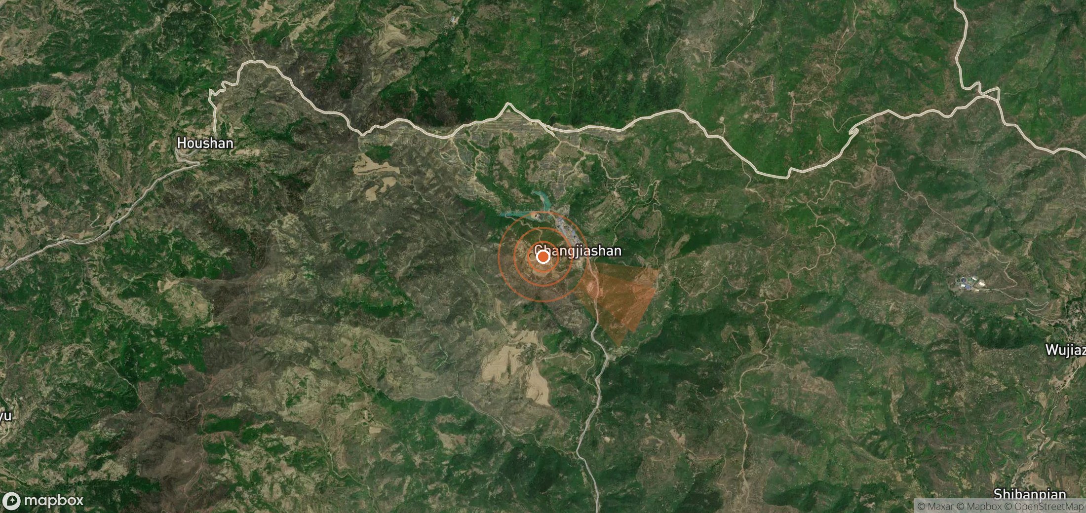 Satellite map of methane plume locations in China