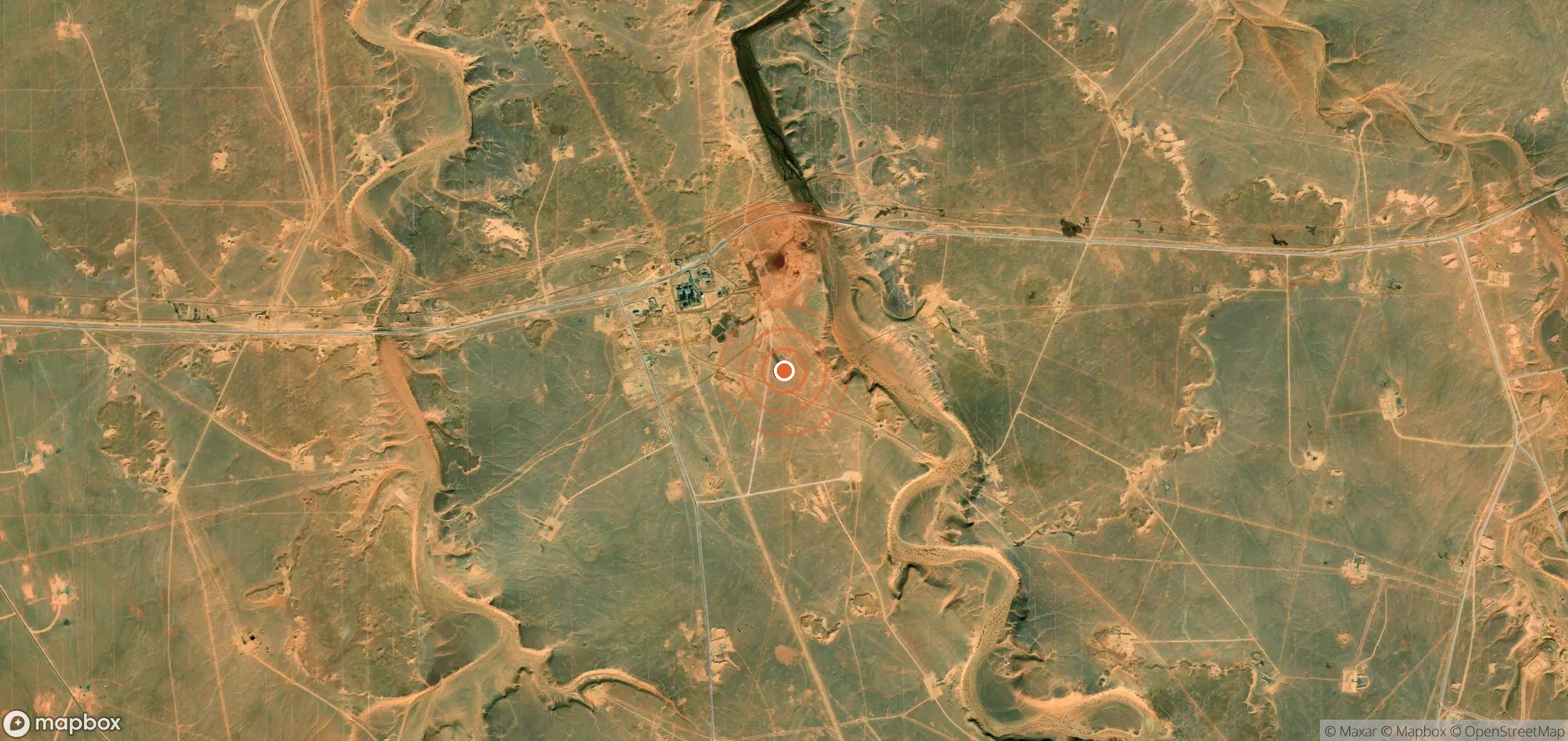 Satellite map of methane plume locations in Algeria