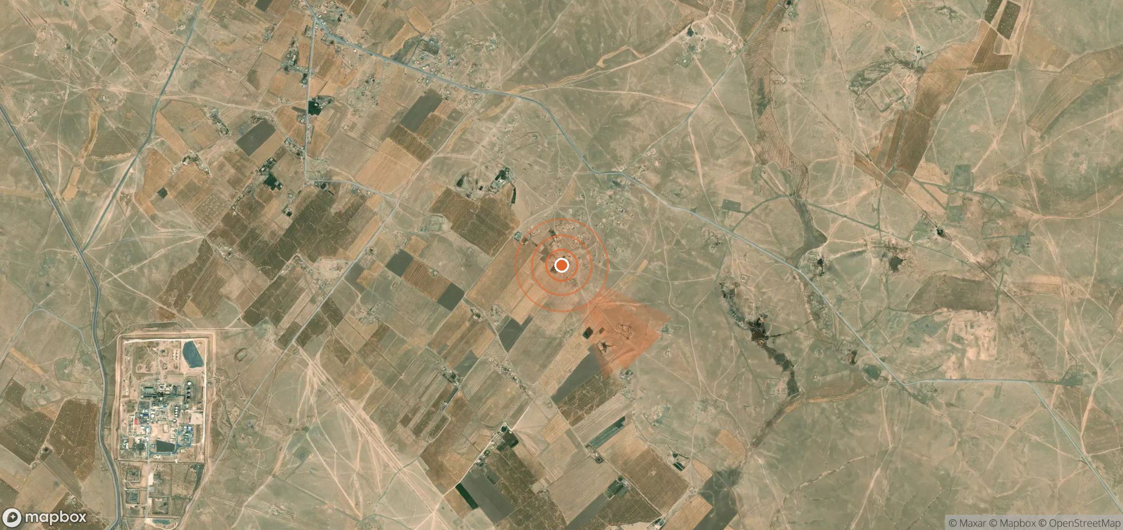 Mapa satelital de plumas de metano en Siria