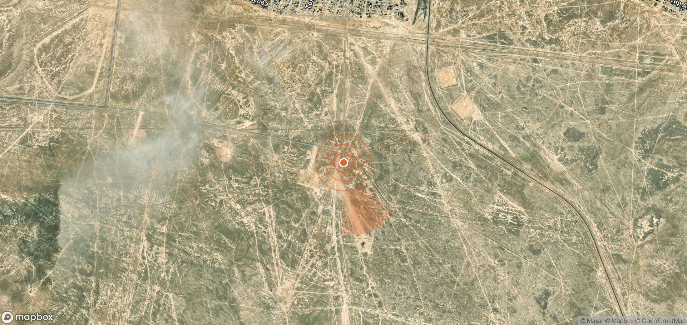 Satellite map of methane plume locations in Kazakhstan