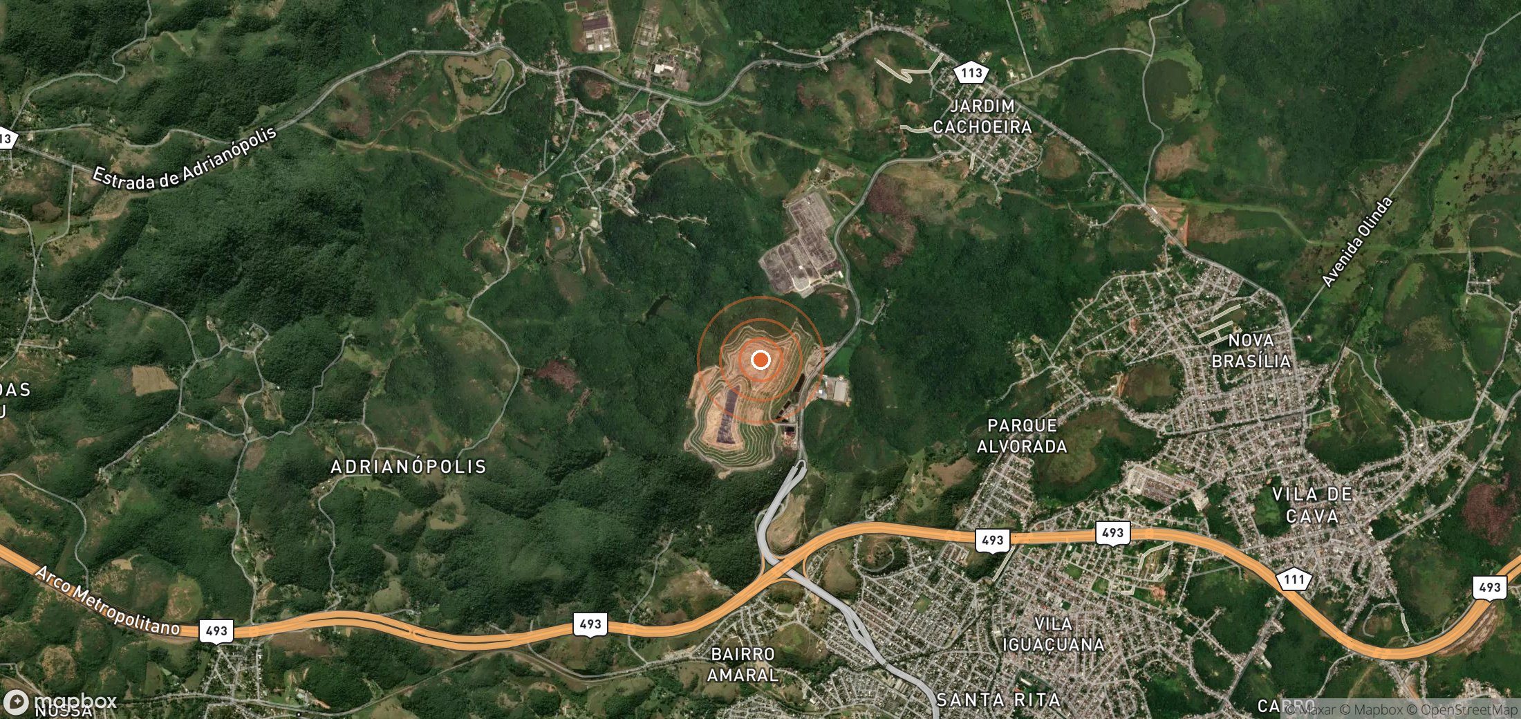 Satellite map of methane plume locations in Brazil