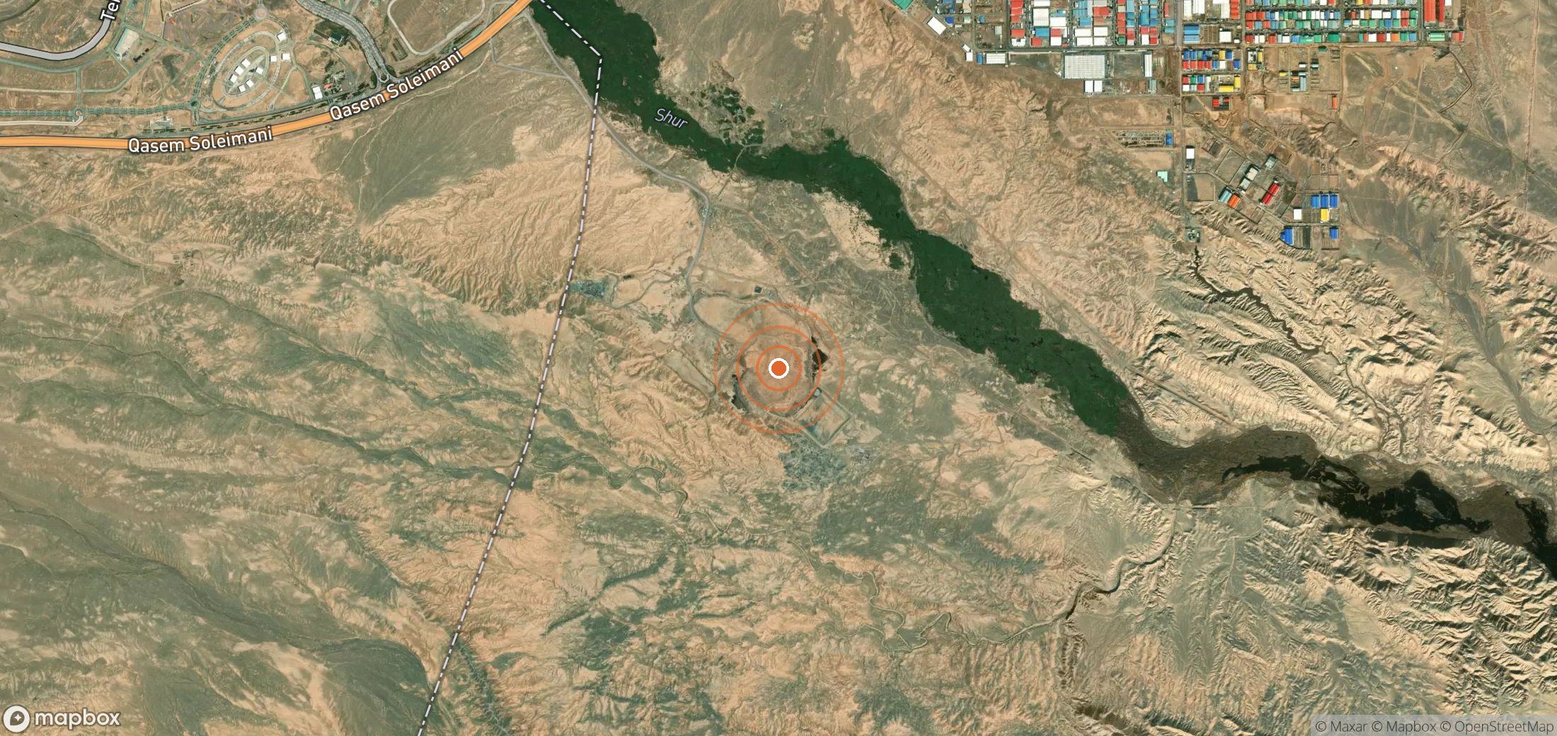 Mapa satelital de plumas de metano en Irán