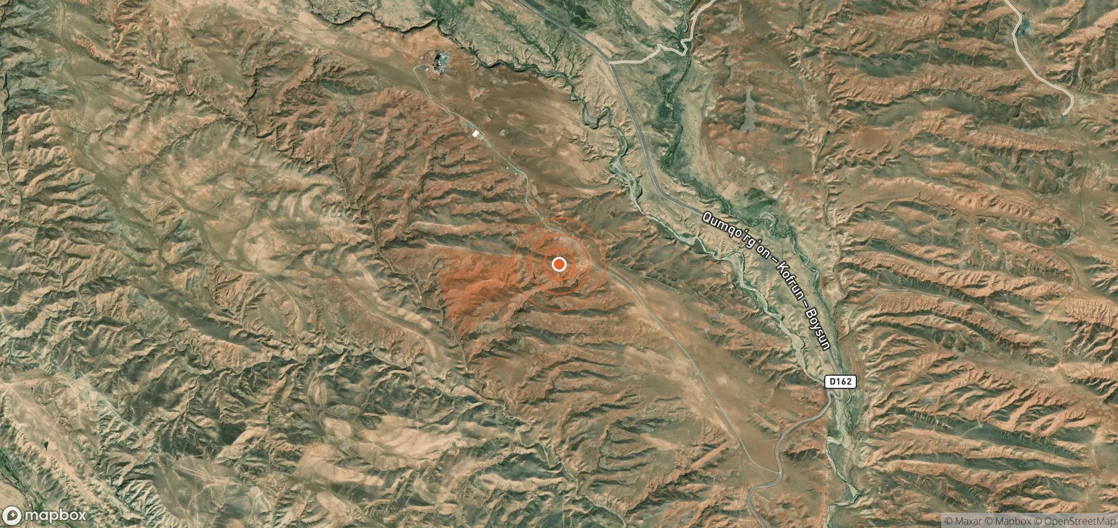 Mapa satelital de plumas de metano en Uzbekistán
