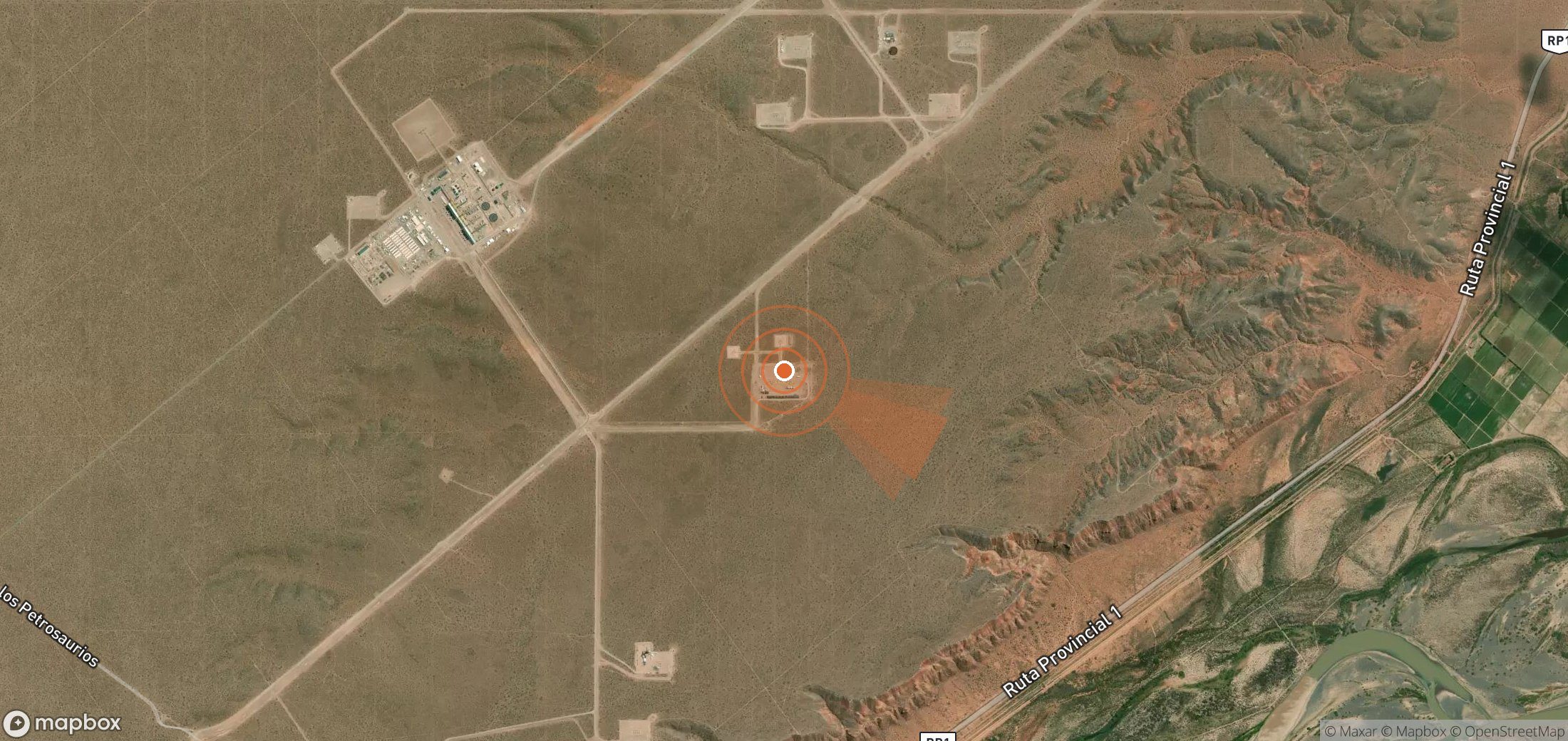 Mapa satelital de plumas de metano en Argentina