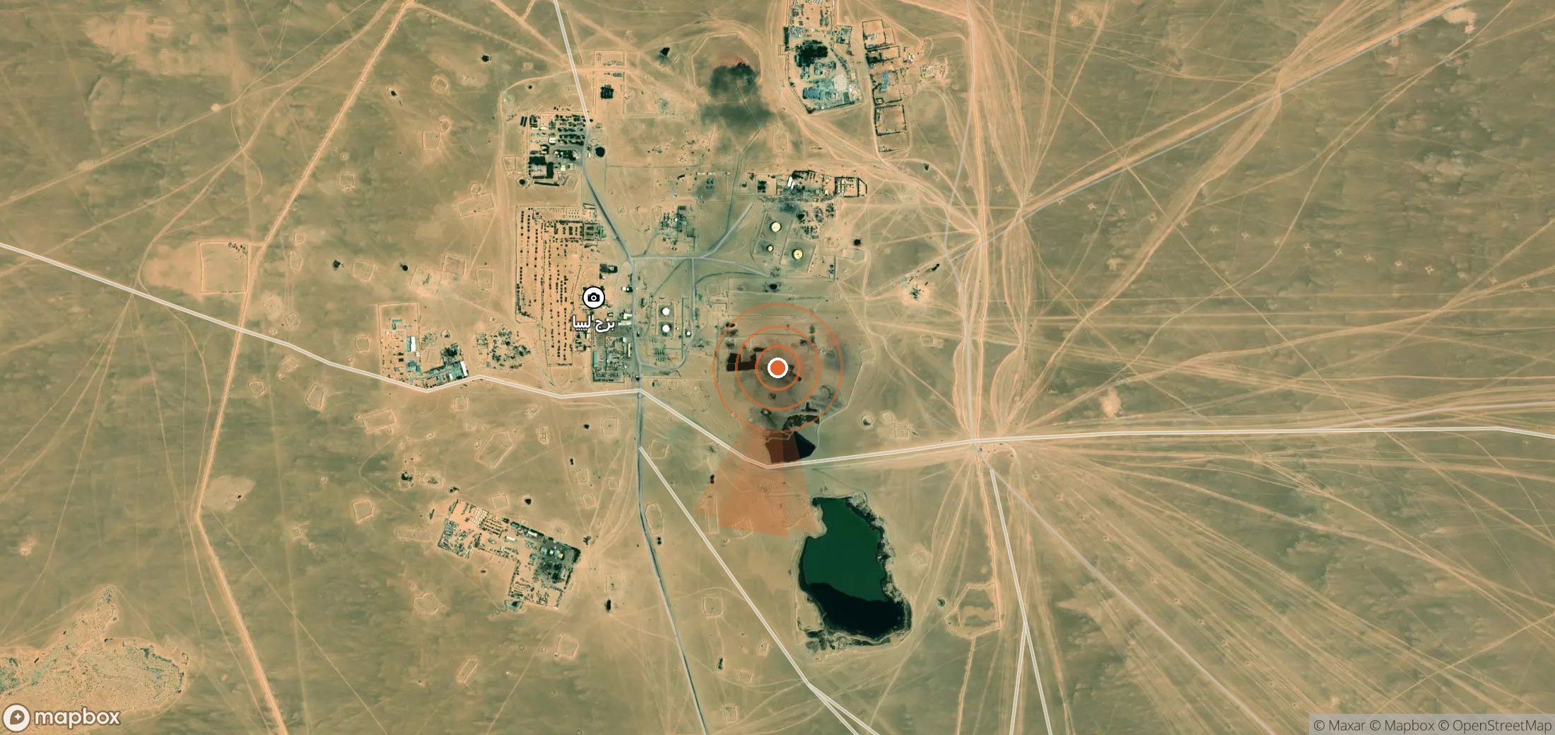 Mapa satelital de plumas de metano en Libia