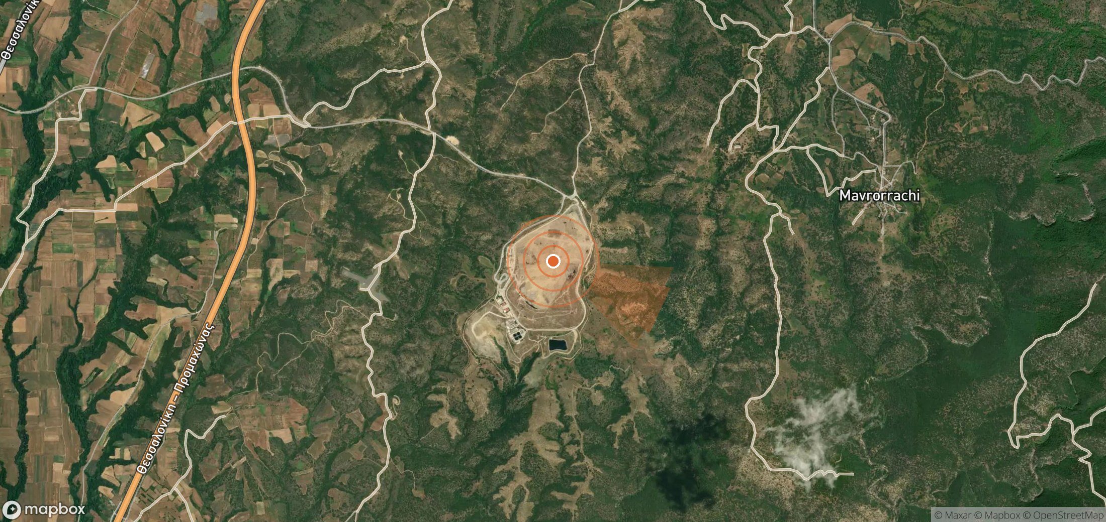 Satellite map of methane plume locations in Greece