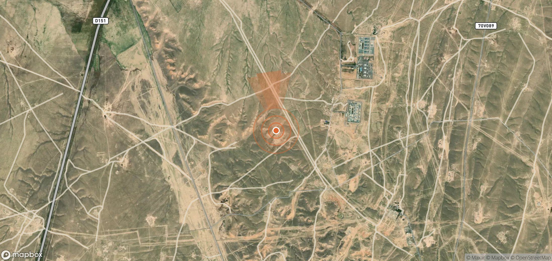Mapa satelital de plumas de metano en Uzbekistán