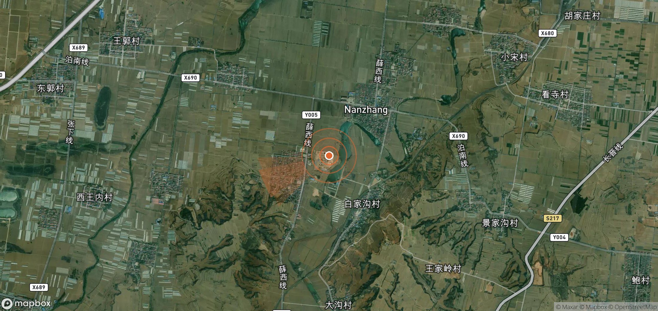 Mapa satelital de plumas de metano en China
