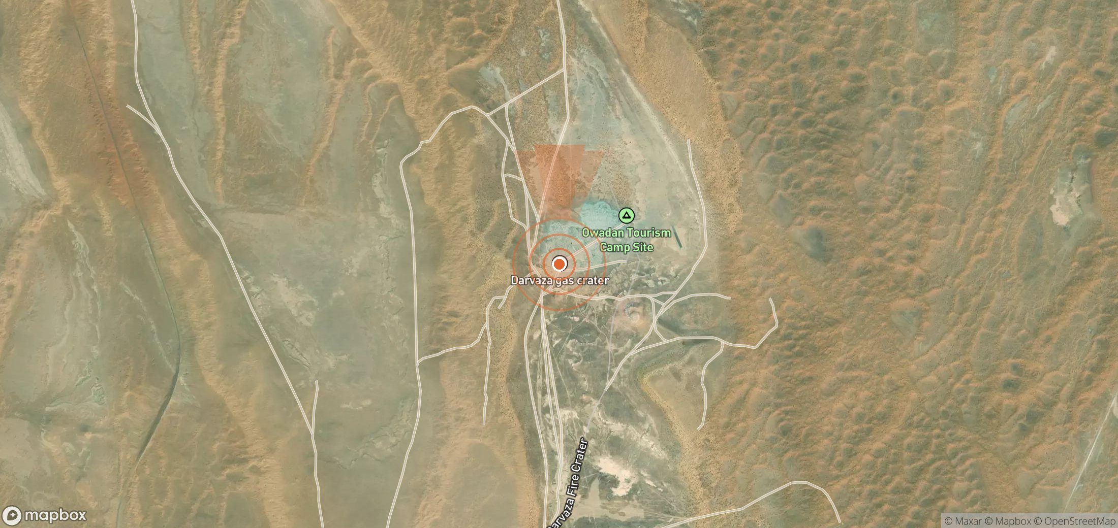 Satellite map of methane plume locations in Turkmenistan