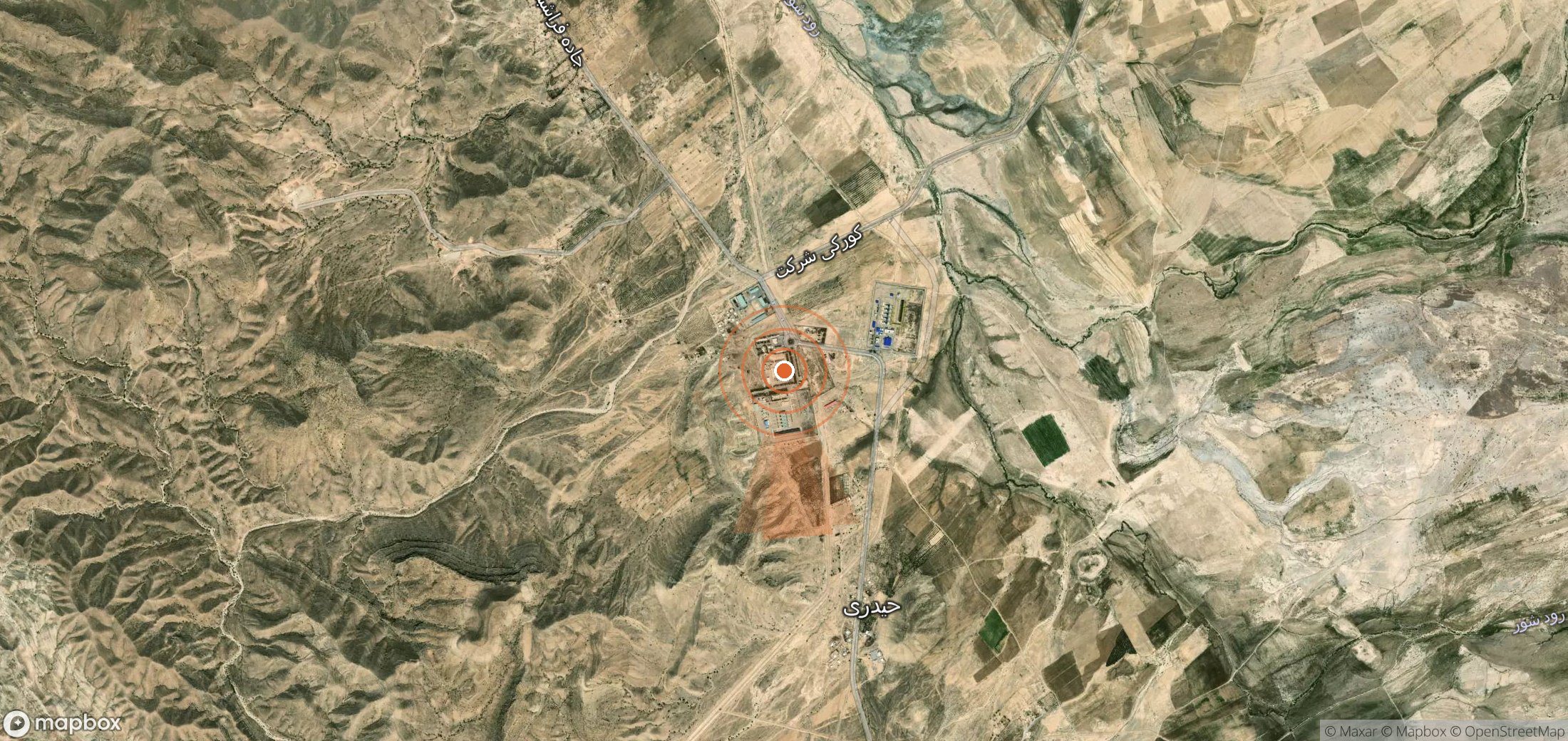 Satellite map of methane plume locations in Iran