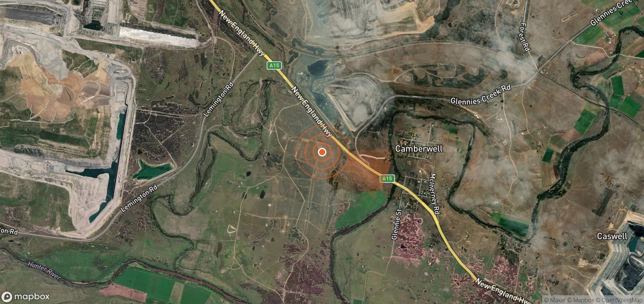 Satellite map of methane plume locations in Australia