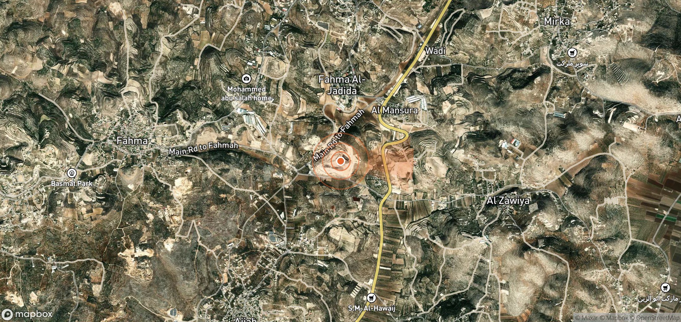 Satellite map of methane plume locations in Gaza