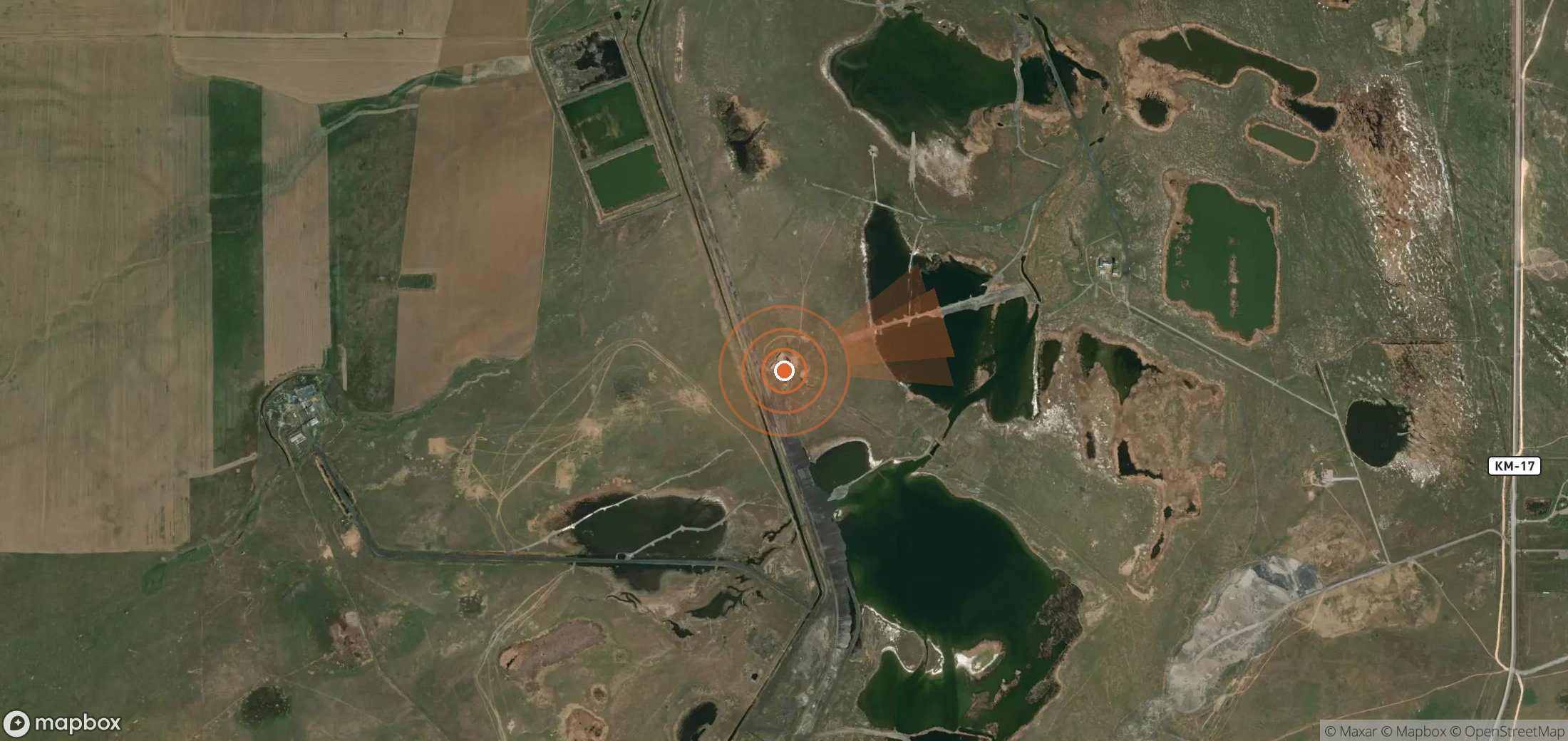 Satellite map of methane plume locations in Kazakhstan