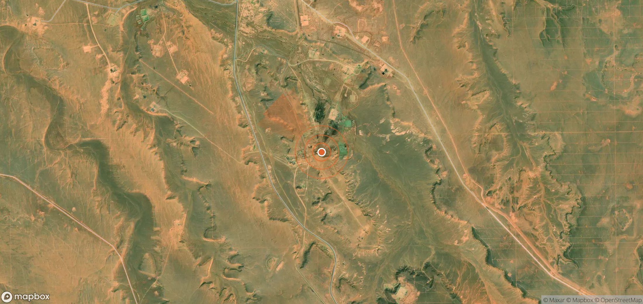 Satellite map of methane plume locations in Algeria