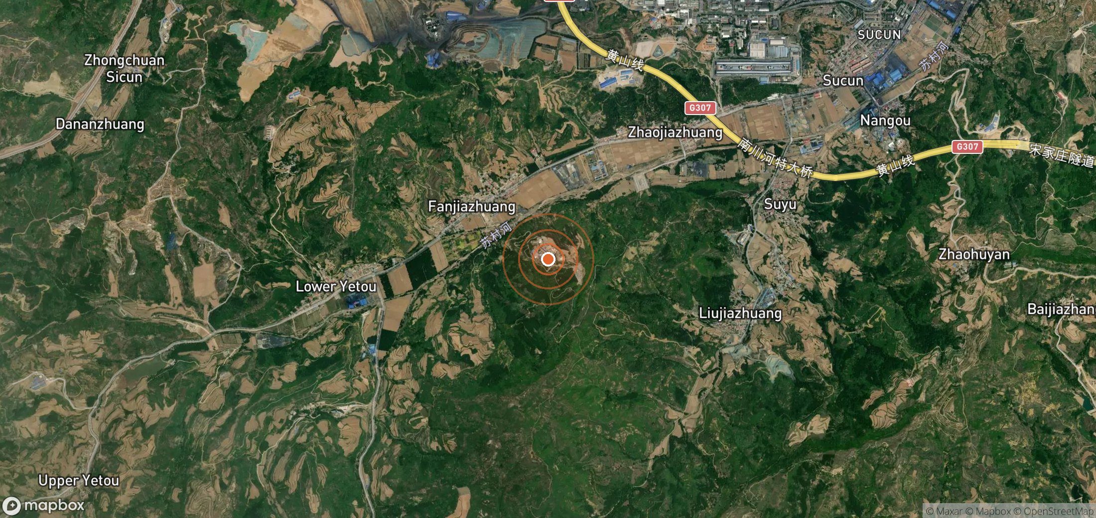 Satellite map of methane plume locations in China