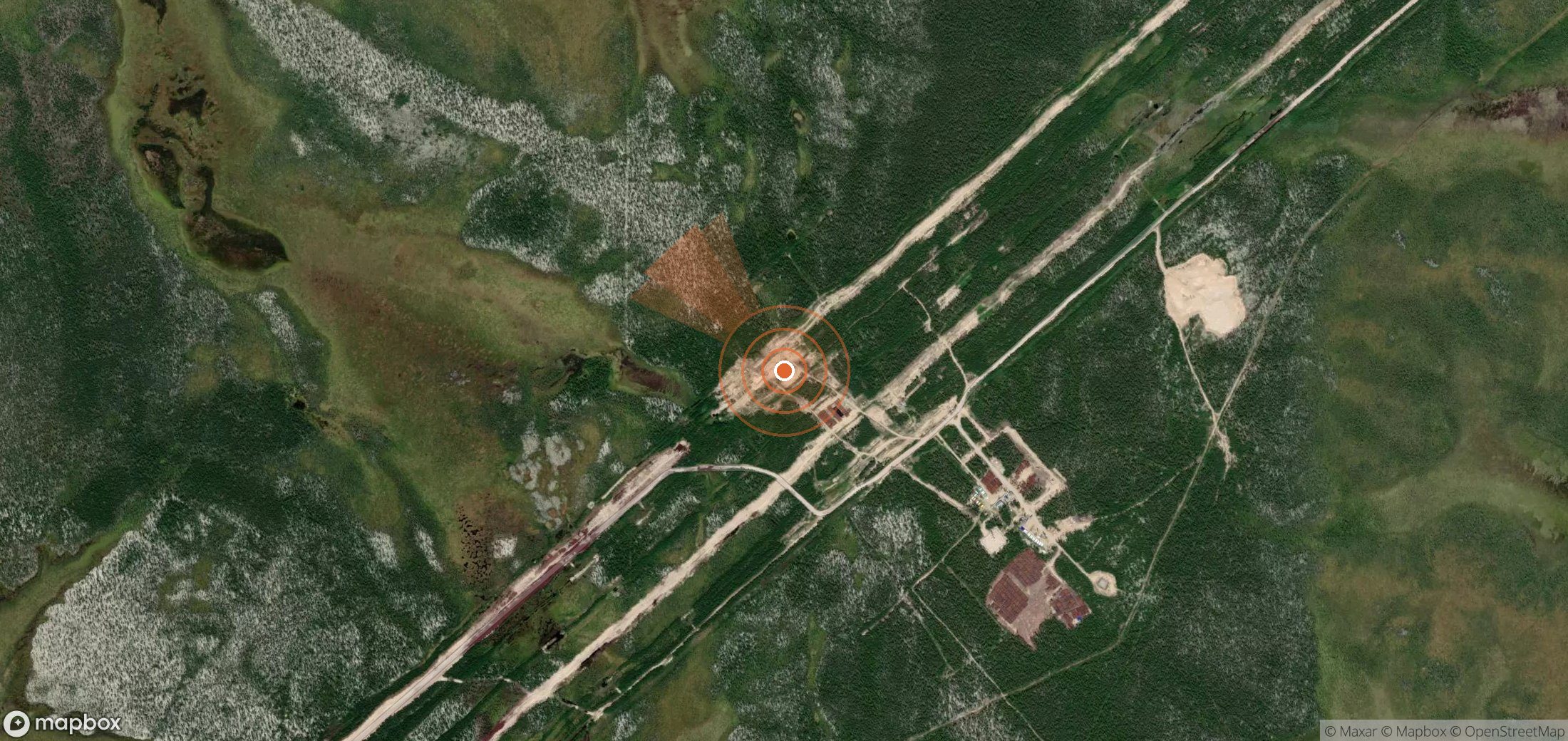 Satellite map of methane plume locations in Russia