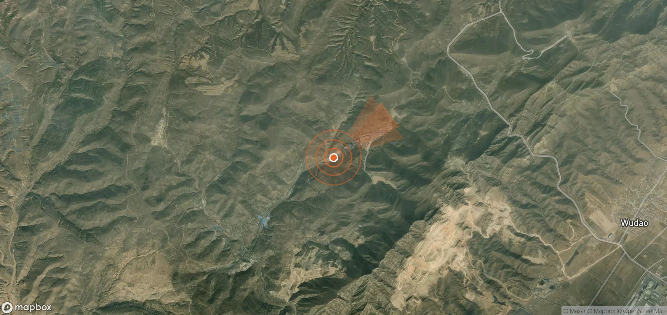 Satellite map of methane plume locations in China