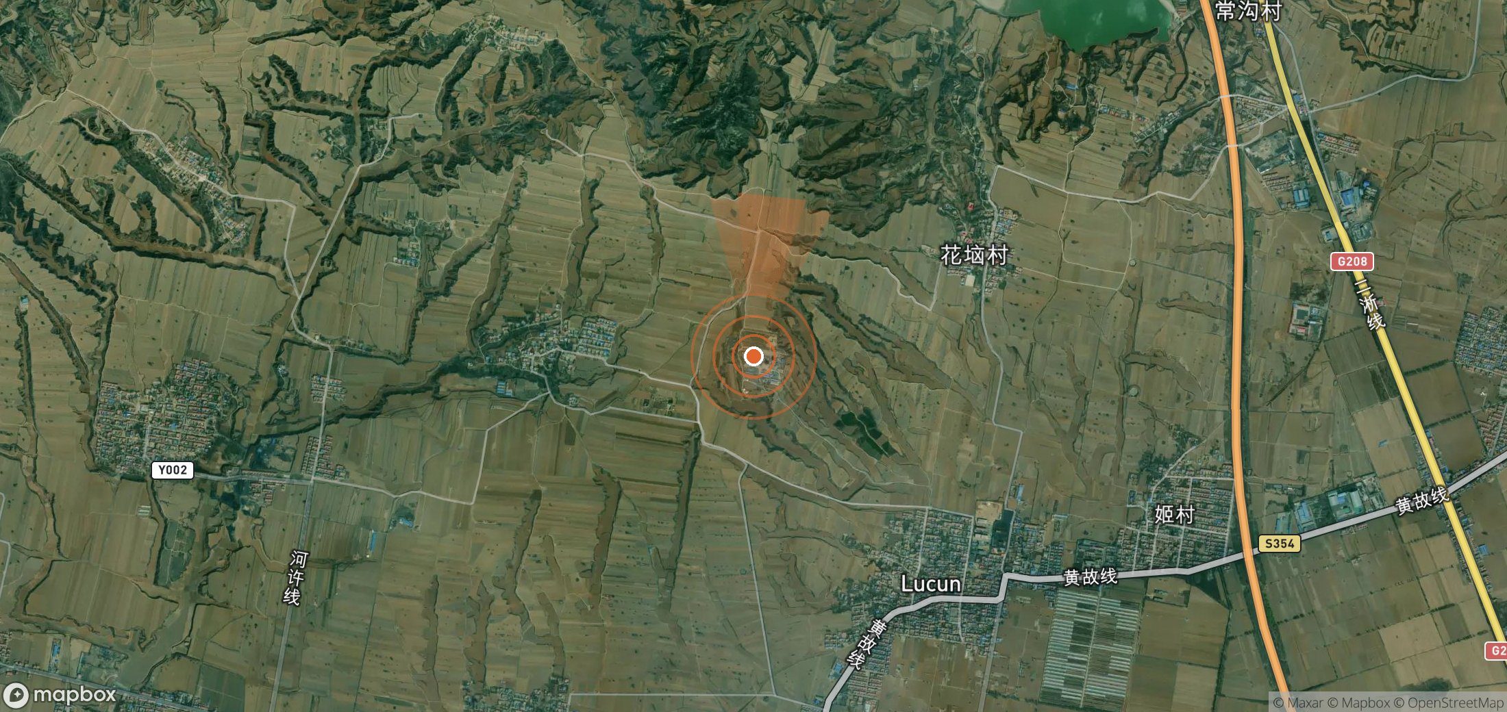 Satellite map of methane plume locations in China