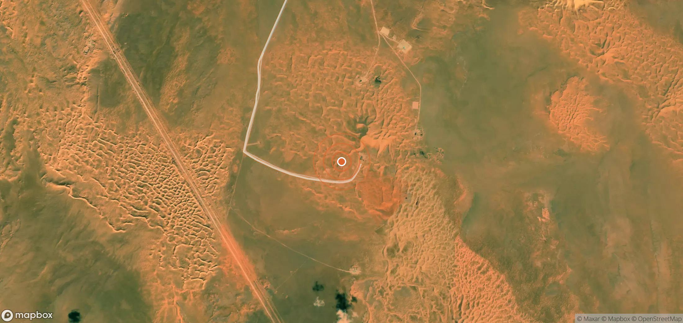 Satellite map of methane plume locations in Algeria