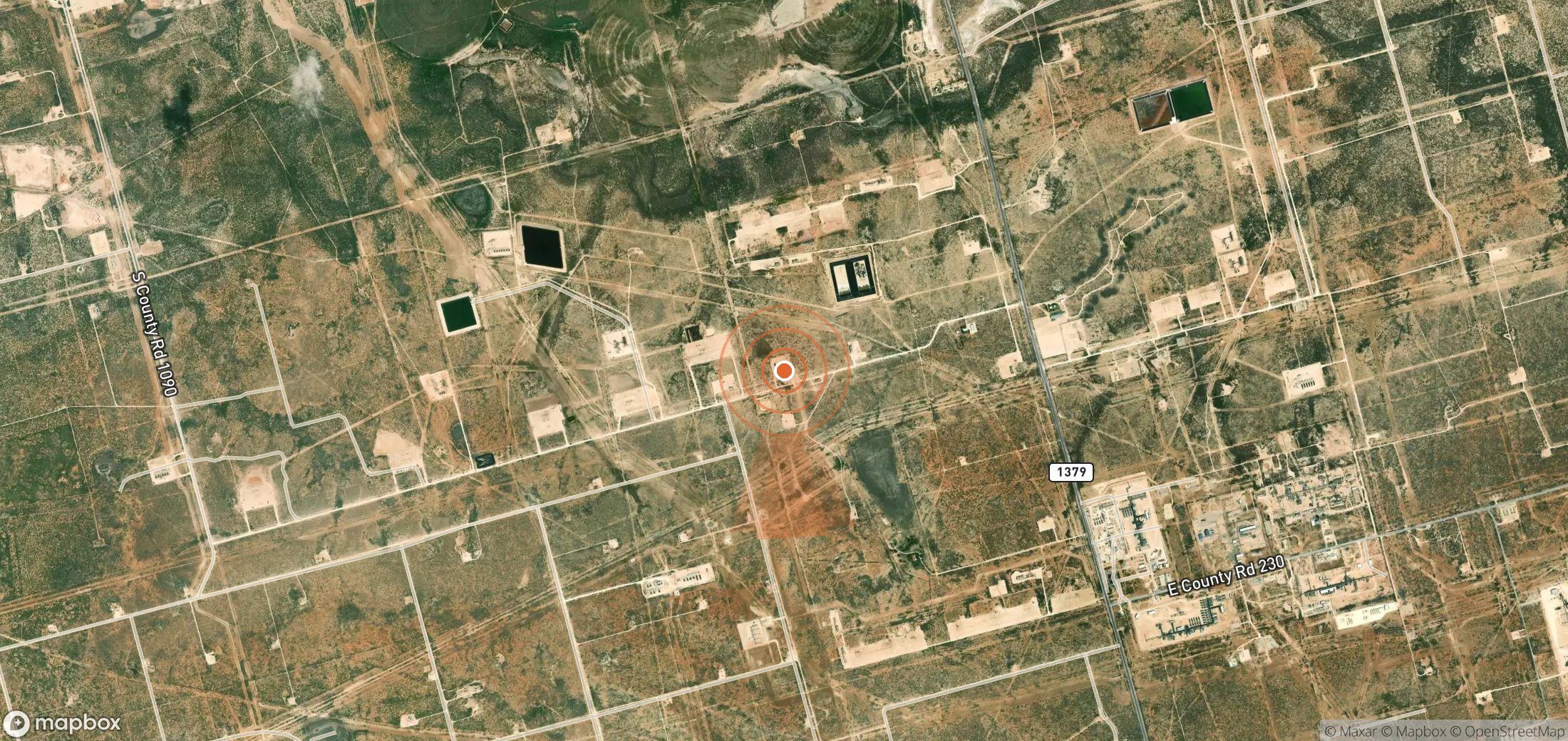 Satellite map of methane plume locations in United States