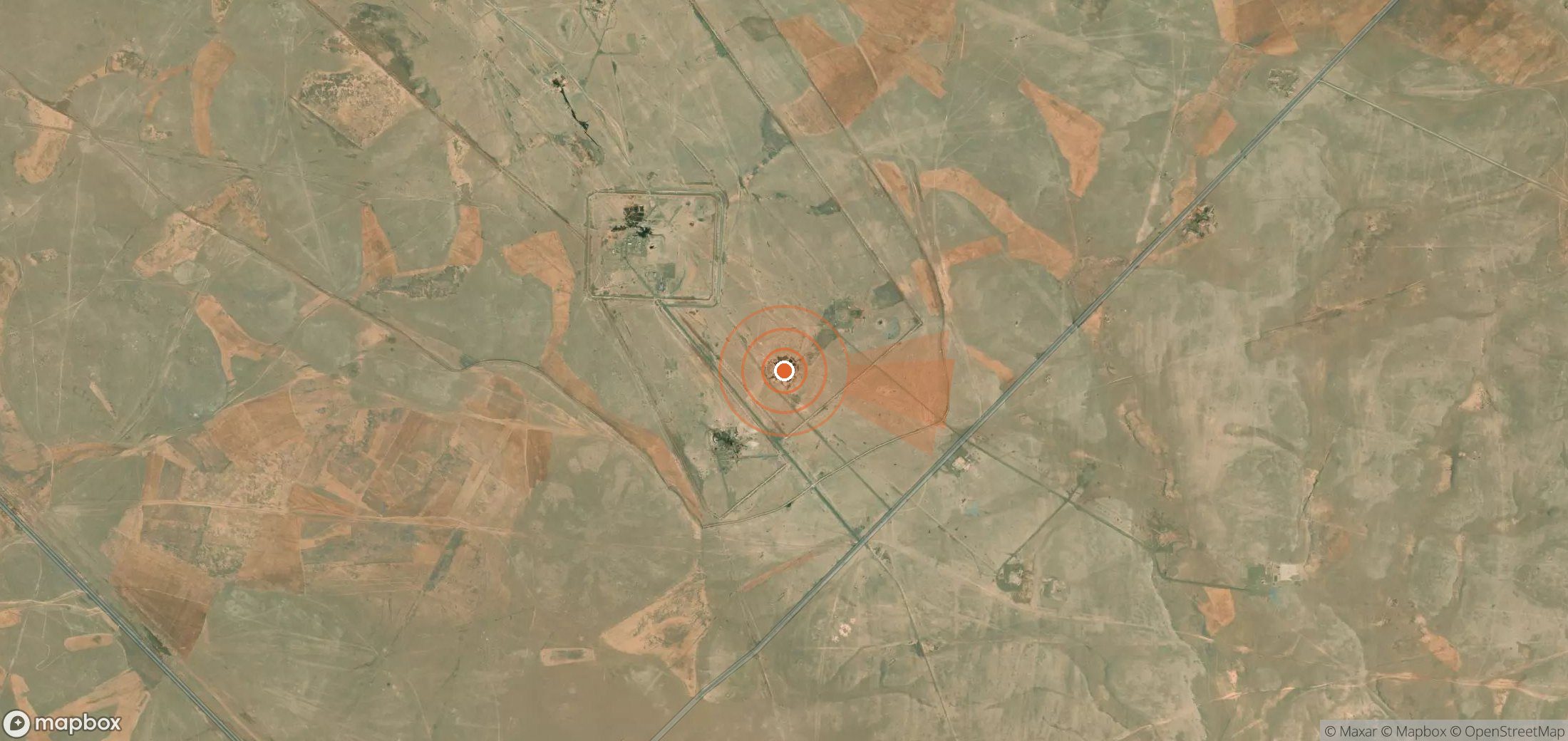 Satellite map of methane plume locations in Syria