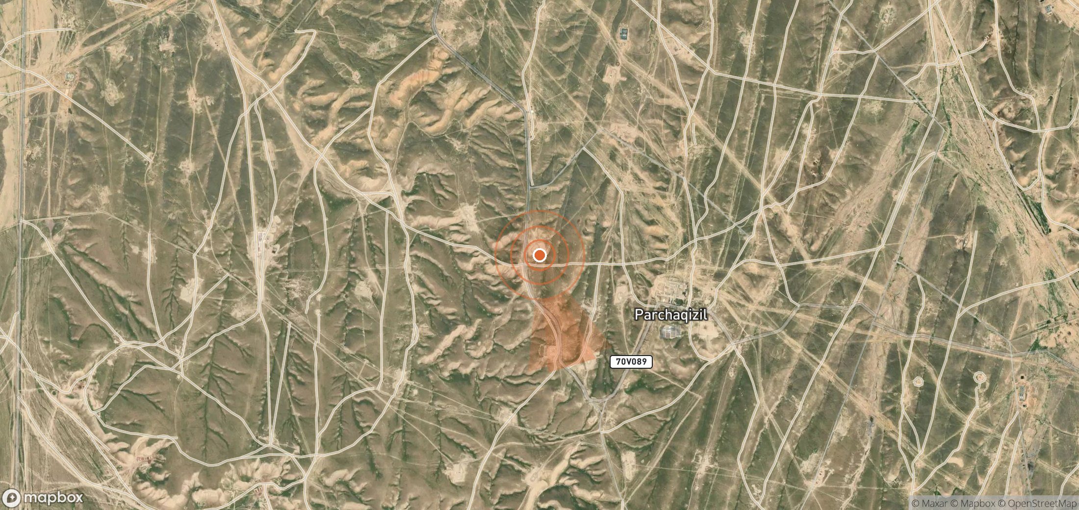 Mapa satelital de plumas de metano en Uzbekistán