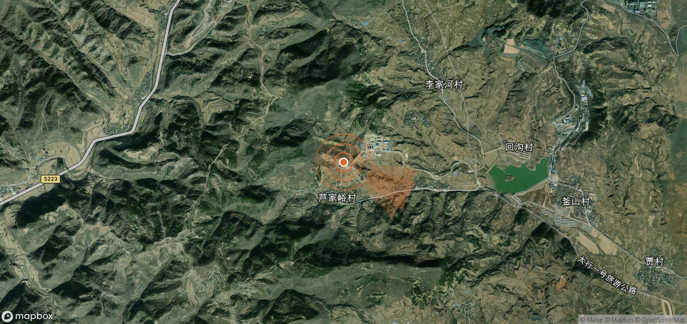 Satellite map of methane plume locations in China