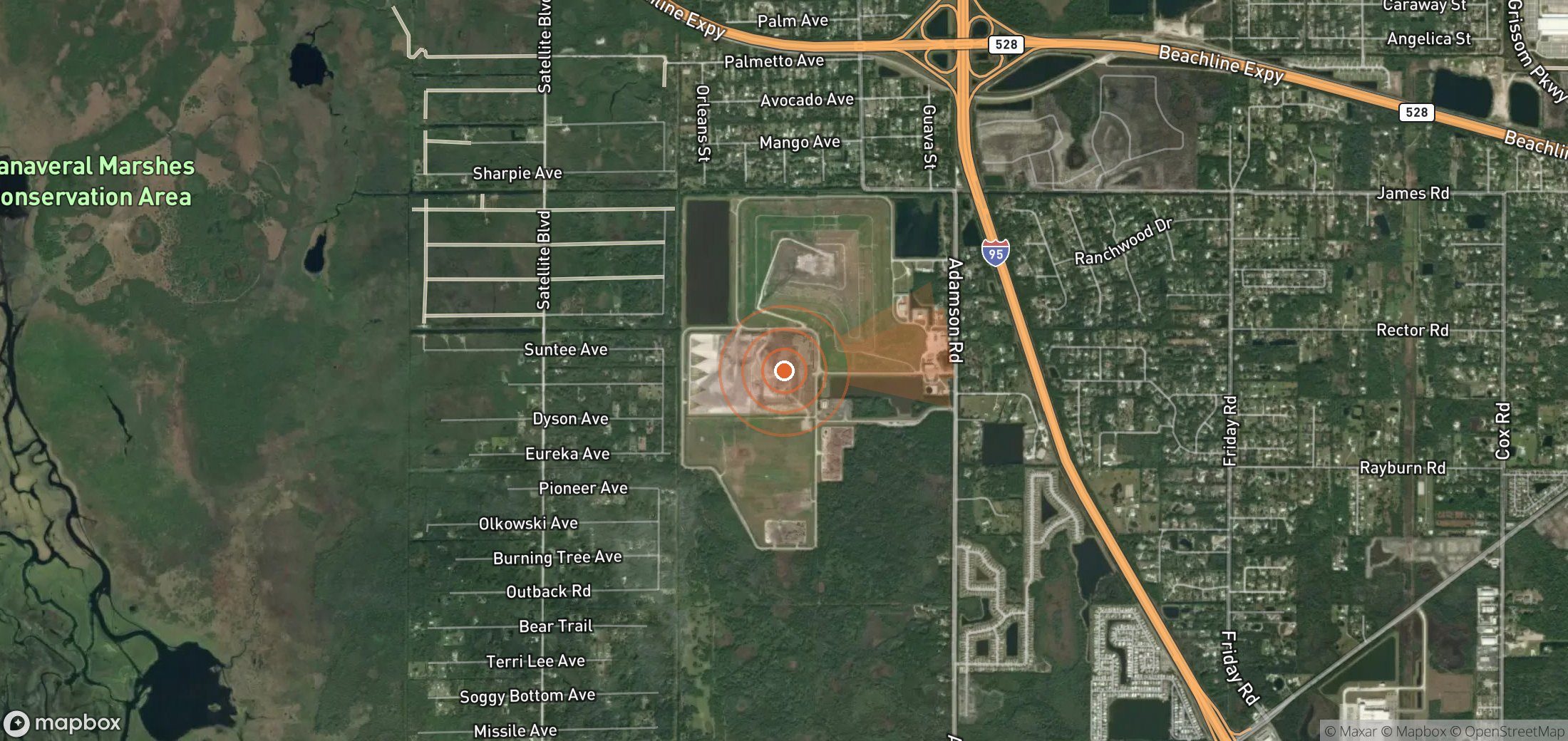 Satellite map of methane plume locations in United States
