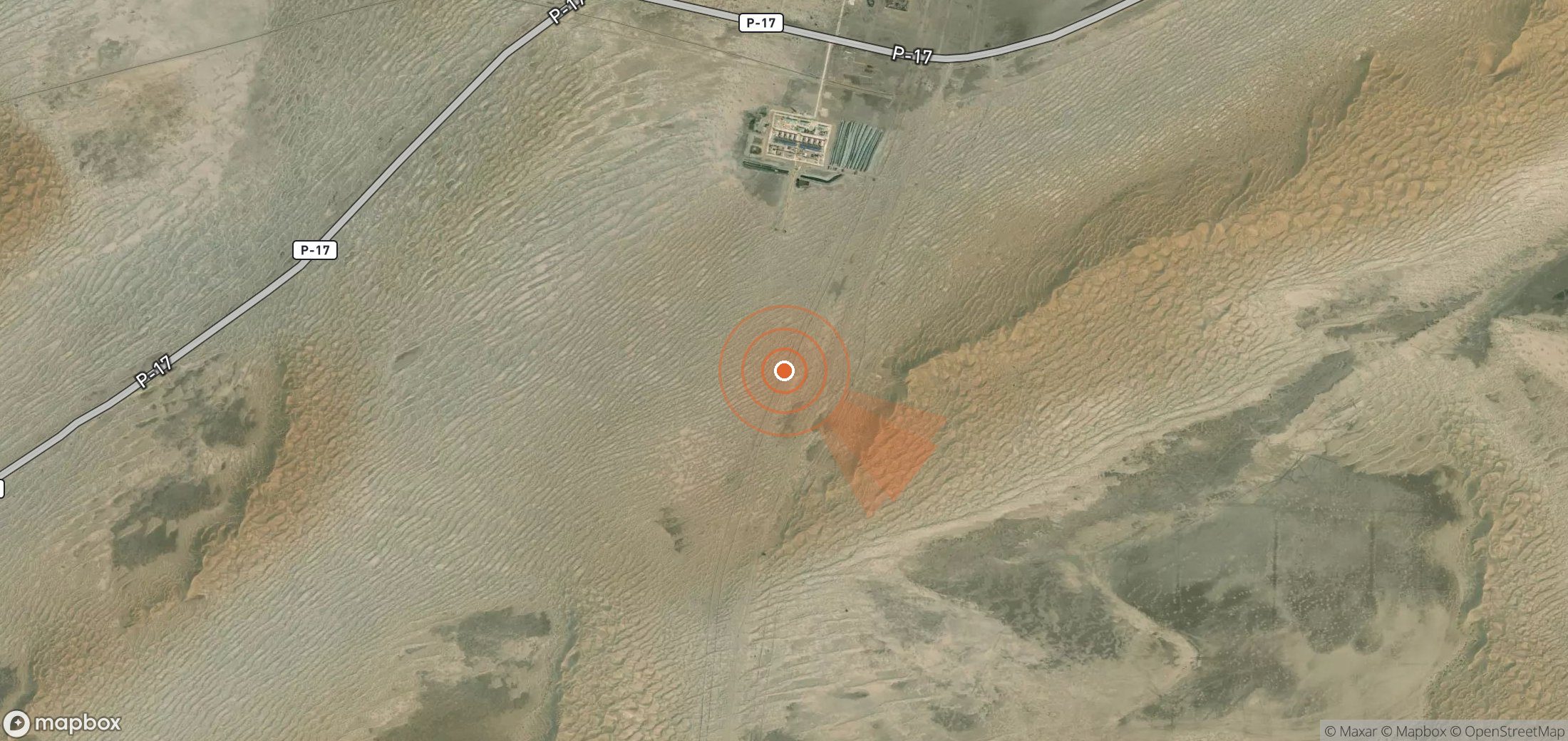 Satellite map of methane plume locations in Turkmenistan
